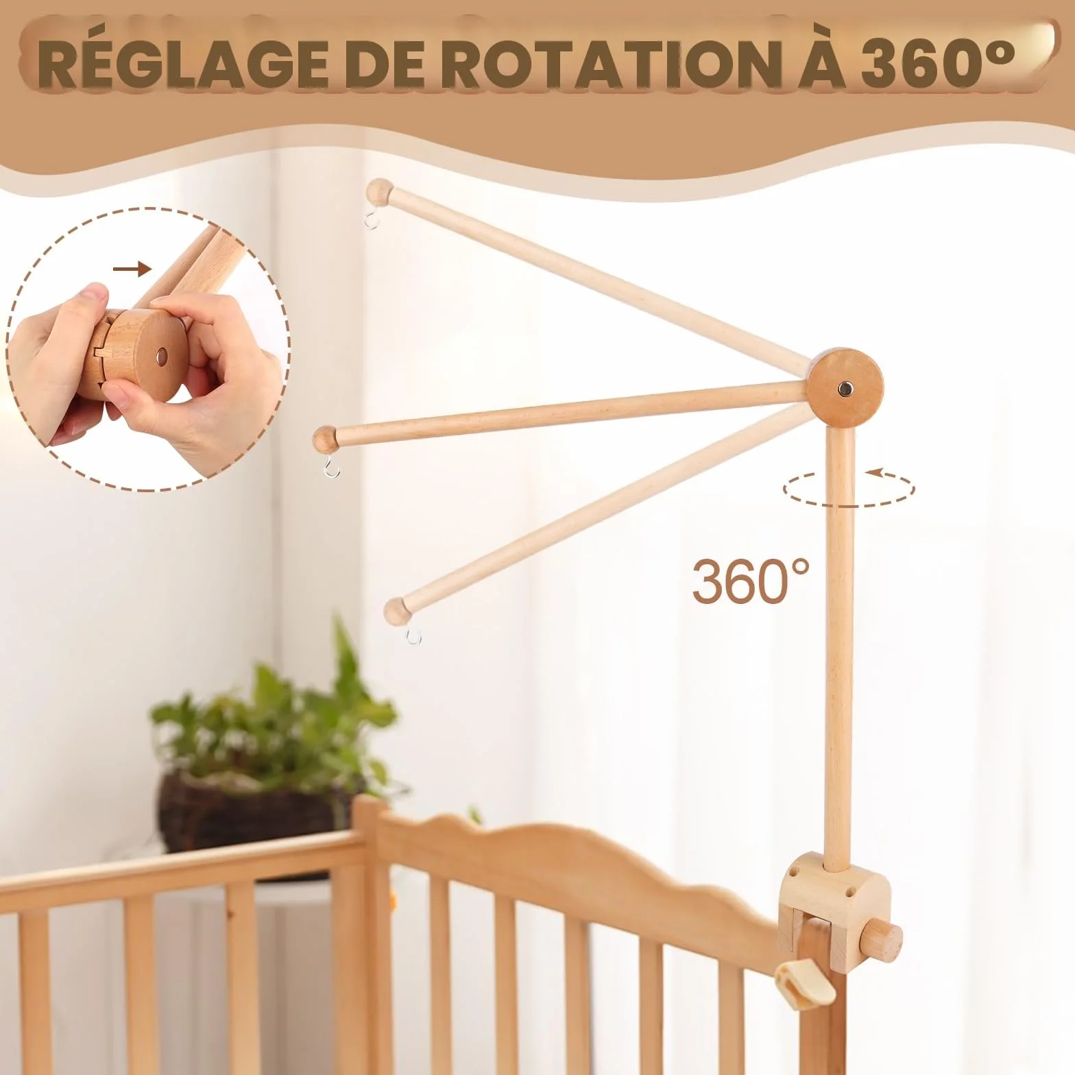 Support mobile réglable en bois pour table à langer bébé