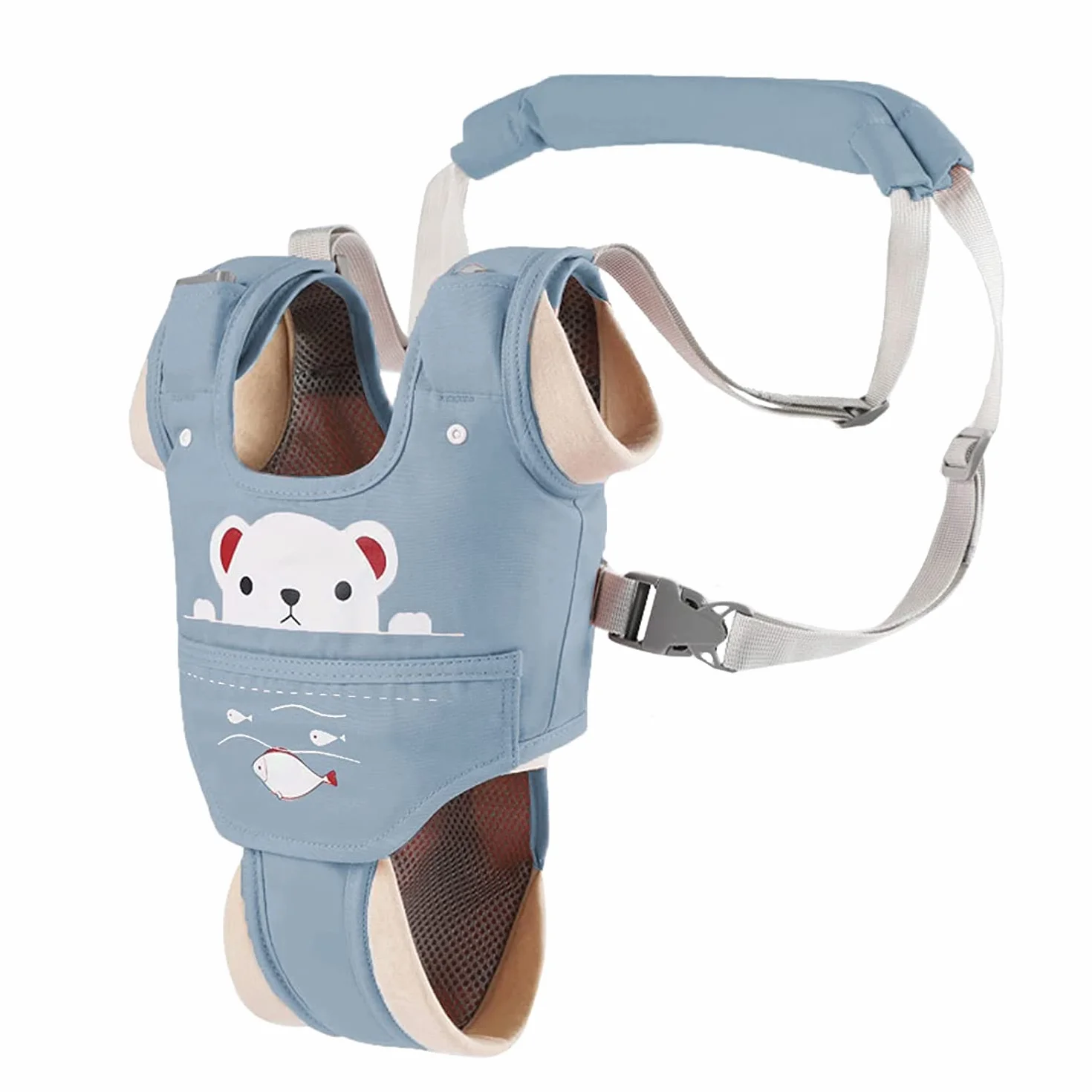IULONEE Harnais de marche réglable pour bébé - Aide à la marche debout - Rênes de ceinture (bleu)