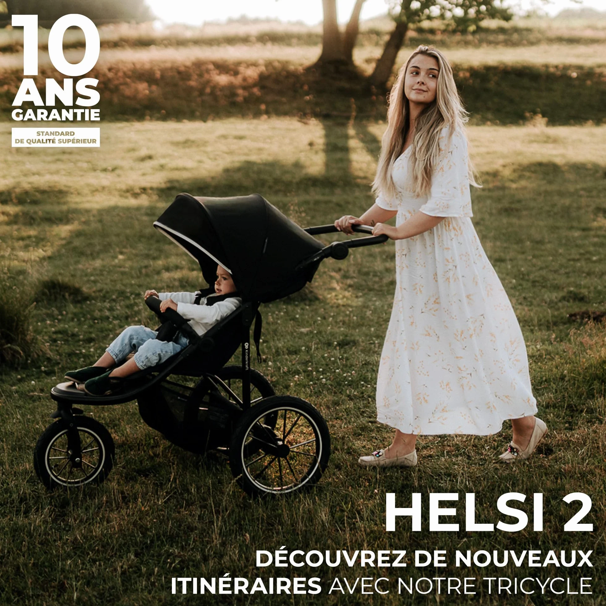 Kinderkraft HELSI 2 Jogger Poussette Sportive 3 Roues Dès La Naissance 22 Kg Réglable Gris