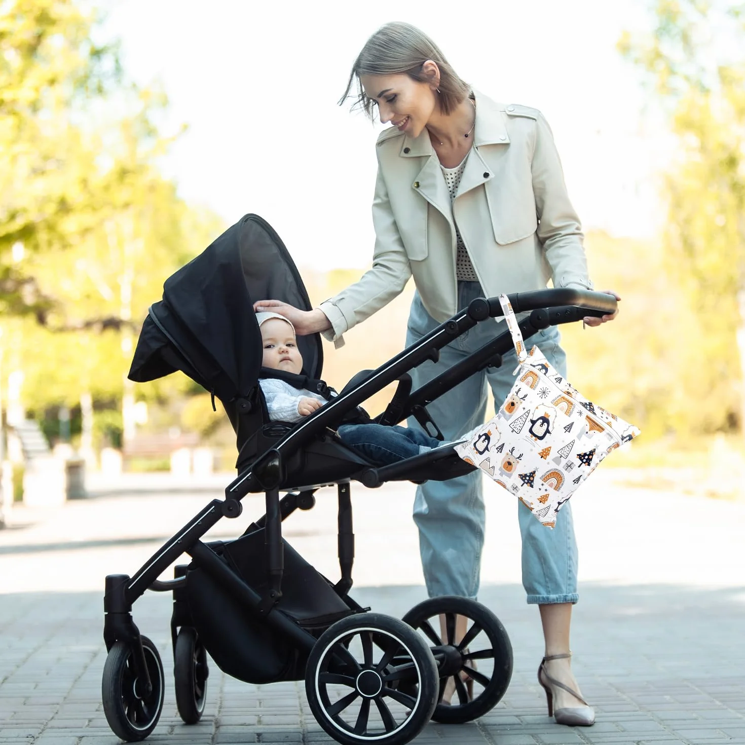 Sac Humide imperméable avec Fermeture éclair réutilisable pour bébé vêtements gym nage Pingouin Baleine
