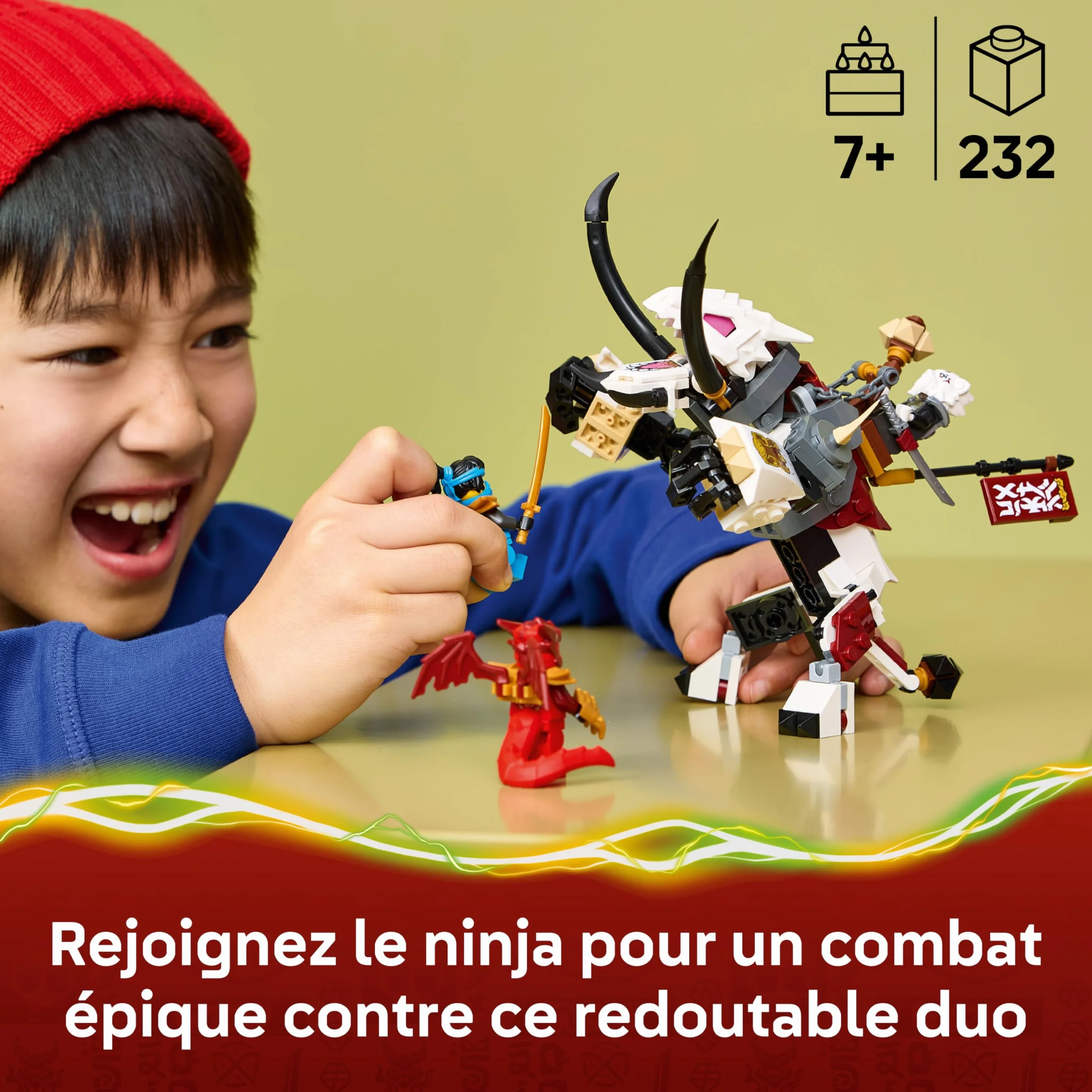 LEGO Ninjago Zilvar et Grimtak la Bête Draconique Jouet Ninja Figurine 3 Minifigurines Kai NYA 71863