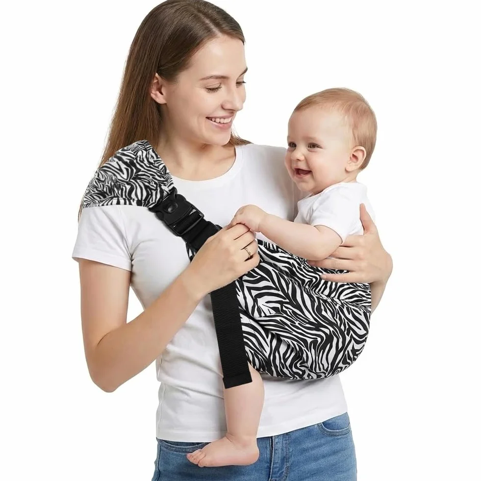 Porte Bébé Réglable Latéral Respirant avec Sangles Antidérapantes pour Nouveau-Né 3-36 Mois, Zèbre