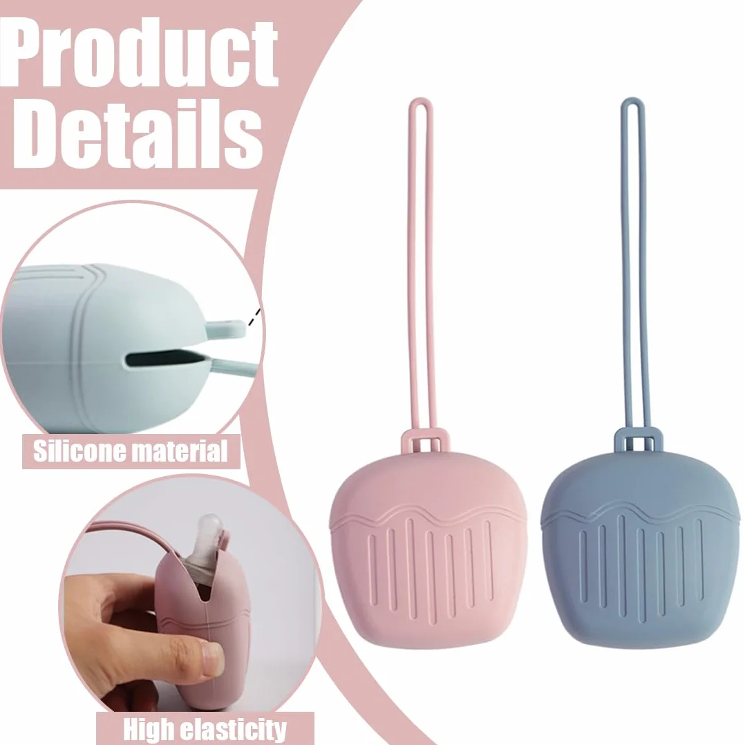 Boite à Tétine Bébé Silicone 2 Pièces Imperméable Portable Sans BPA Rose Bleu
