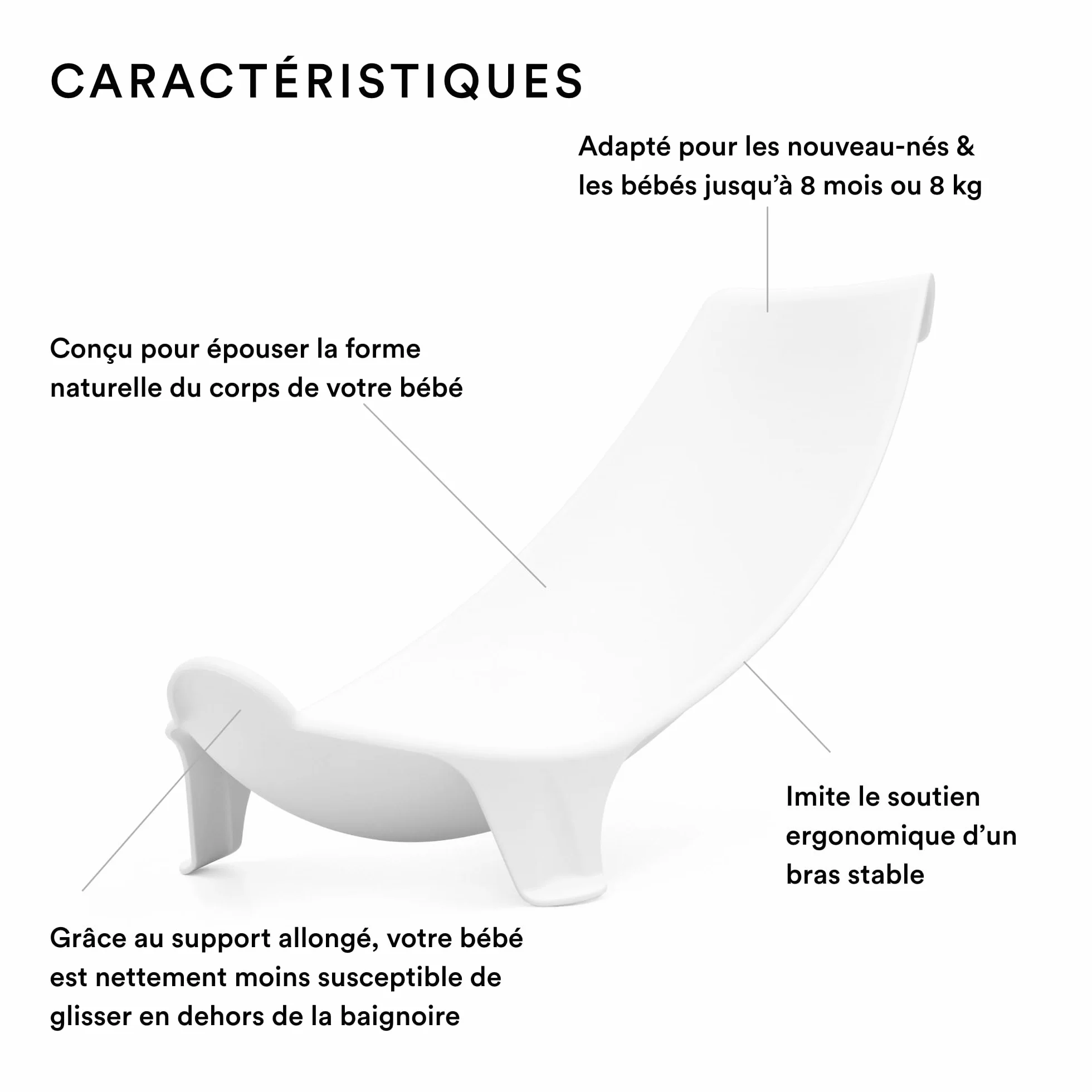 Stokke Flexi Bath Support pour nouveau-nés Blanc - Pour baignoire bébé pliable, léger et sûr jusqu'à 8 mois