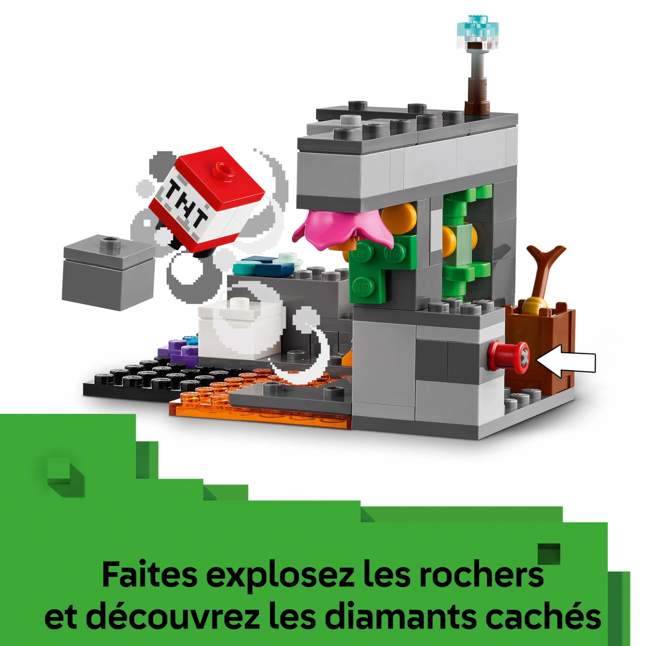 LEGO Minecraft La Rencontre avec Le Warden 21274 Jouet Interactif Minifigurine Figurine de Mob Fonction TNT Chute de Rocher