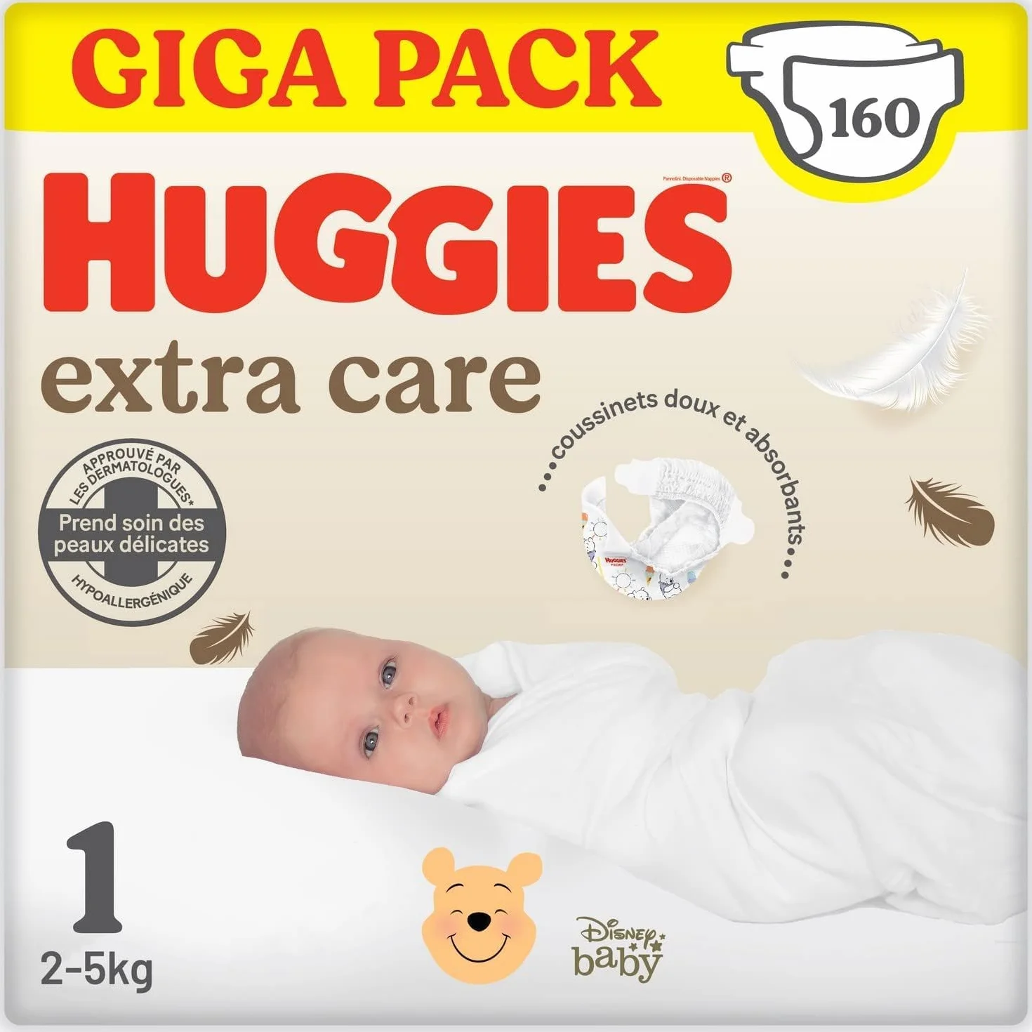 Huggies Extra Care Bébé Couches Taille 1 (2-5 kg) 4x40