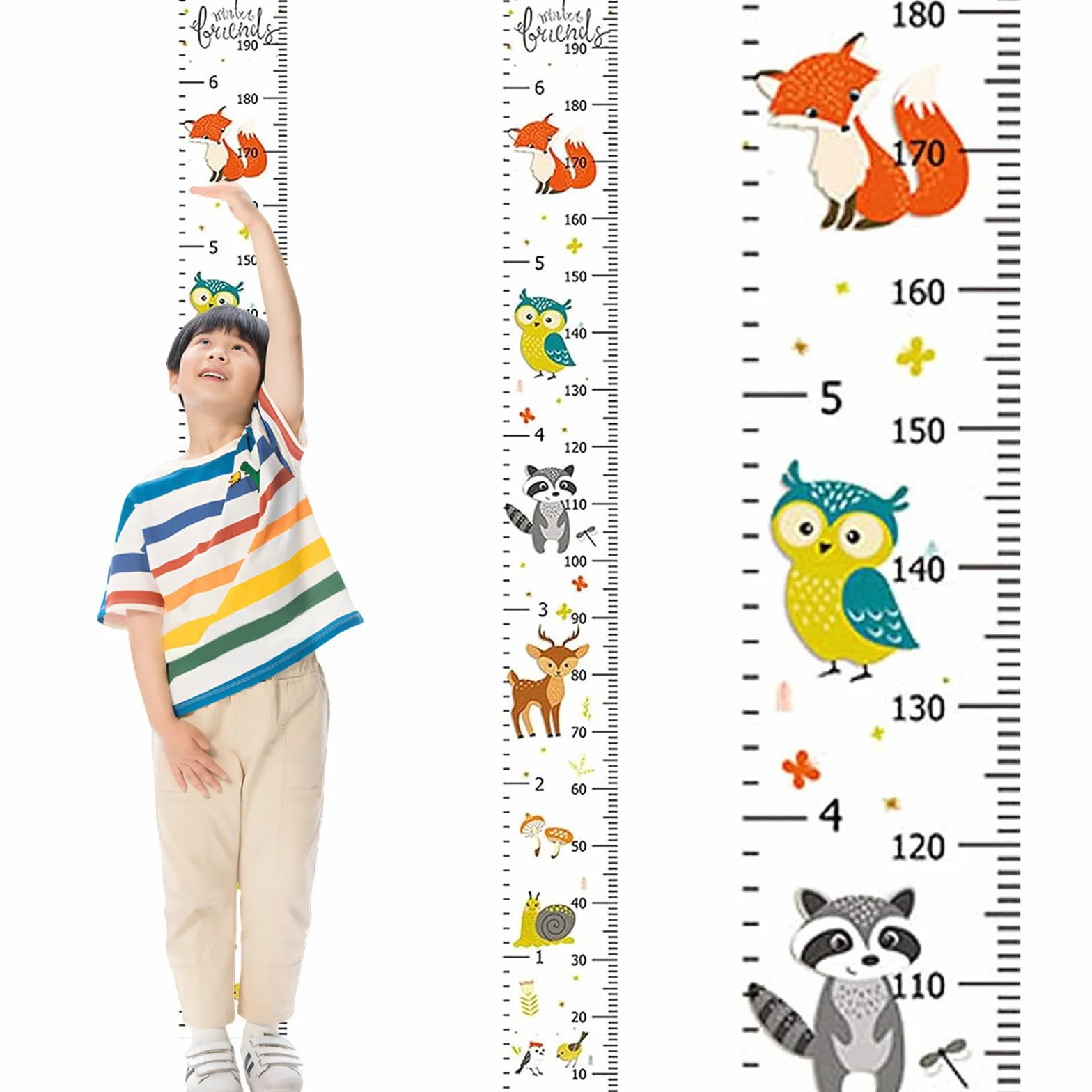 Toise Murale Enfant Règle de Hauteur 200x20cm Toile Amovible Décoration Chambre
