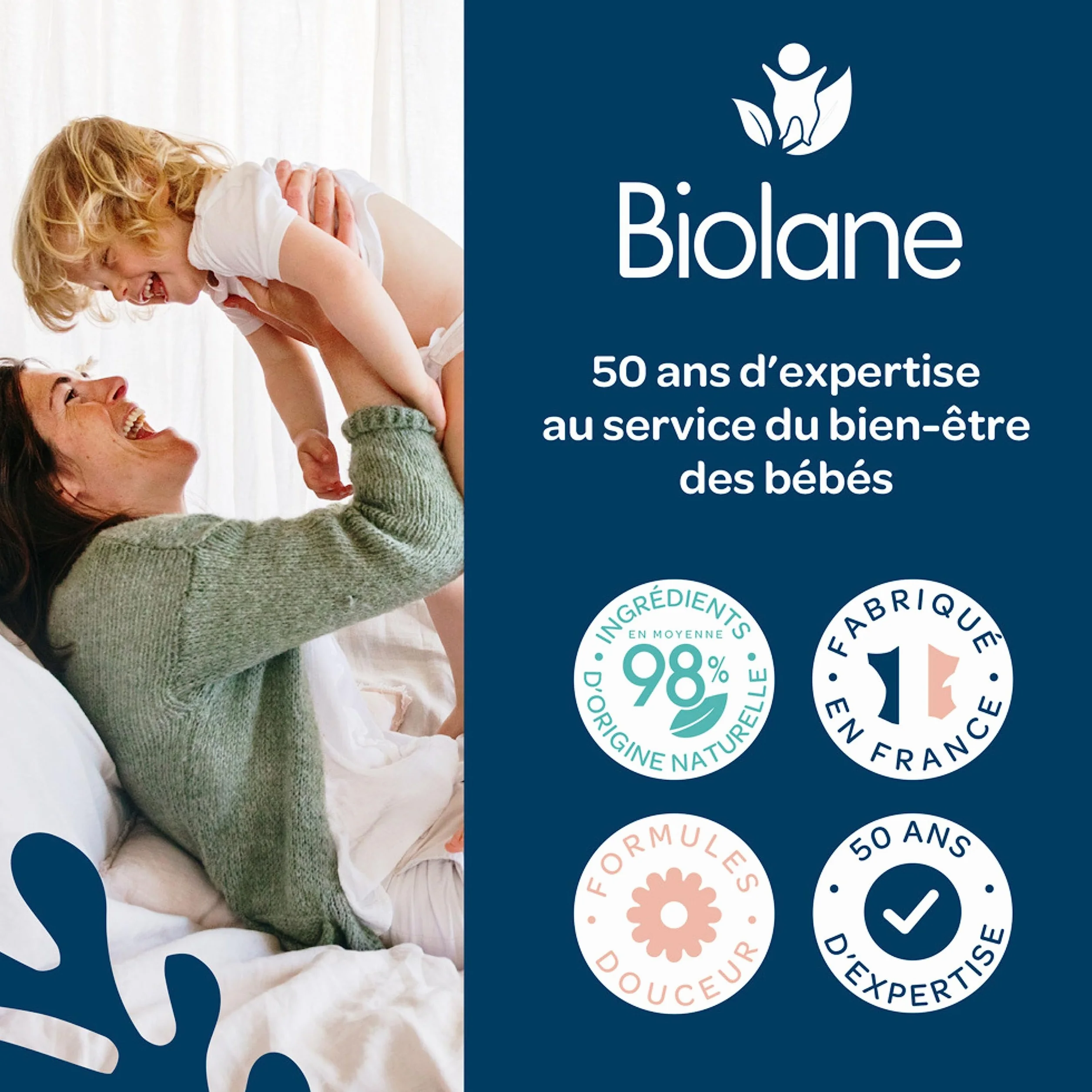 BIOLANE Liniment Bio oléo-calcaire Bébé 500ml Nettoyant sans rinçage 99% Origine naturelle Peaux Sensibles Fabriqué en France