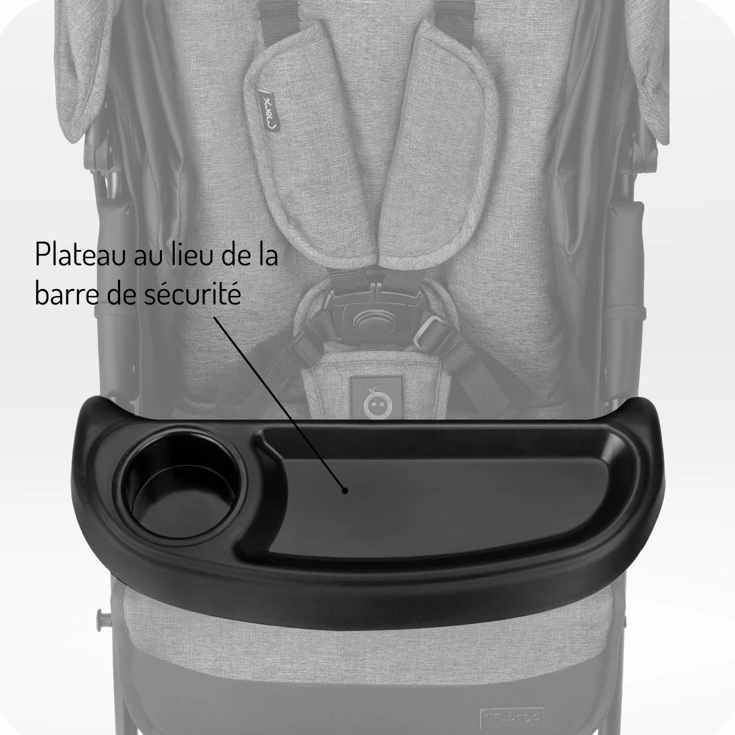 Poussette MoMi ISLA 6 mois 15 kg harnais 5 points panier couvre-pieds porte-gobelet plateau goûter sac couches
