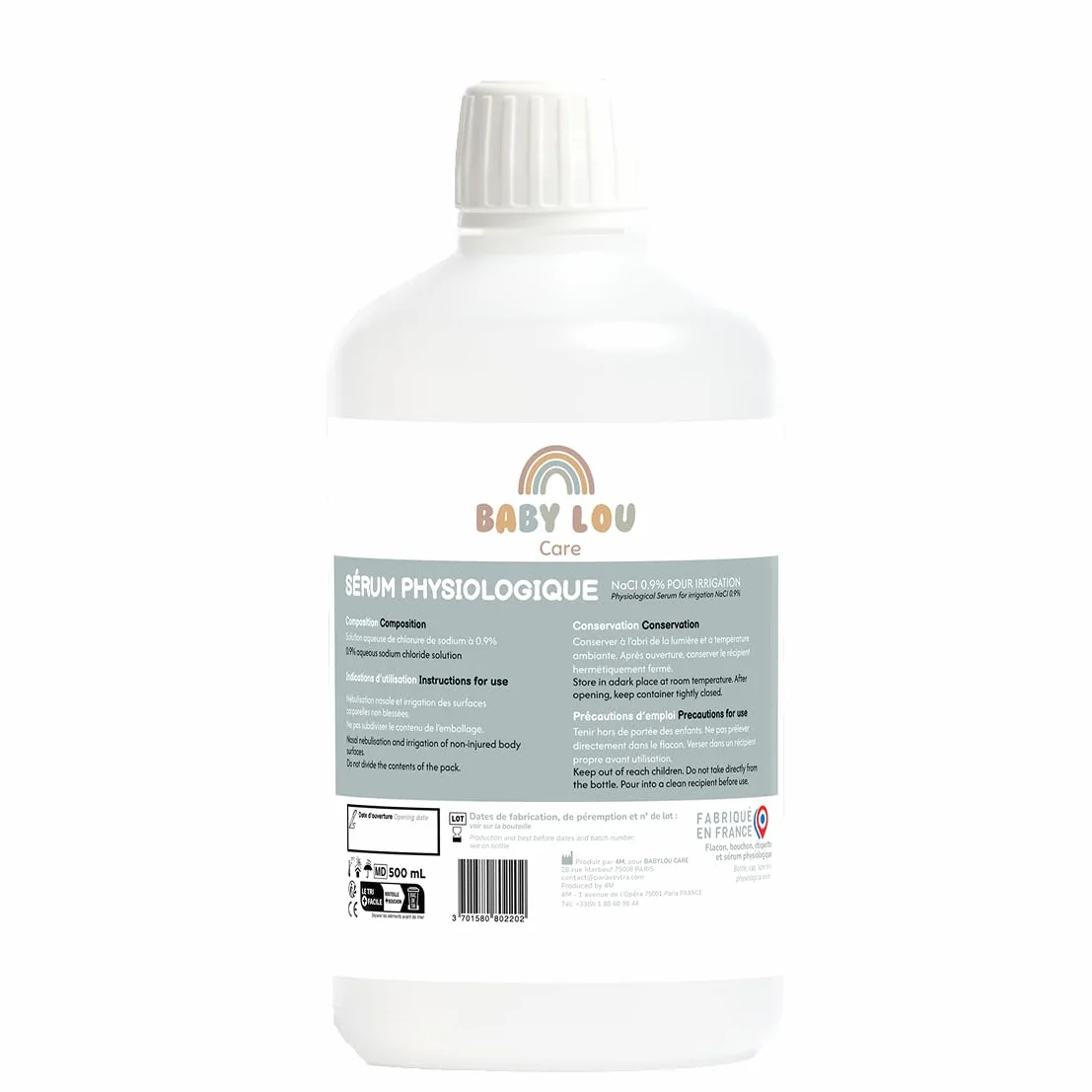 Sérum Physiologique 500 ml NaCl 0,9% Lavage des fosses nasales Hygiène du nez