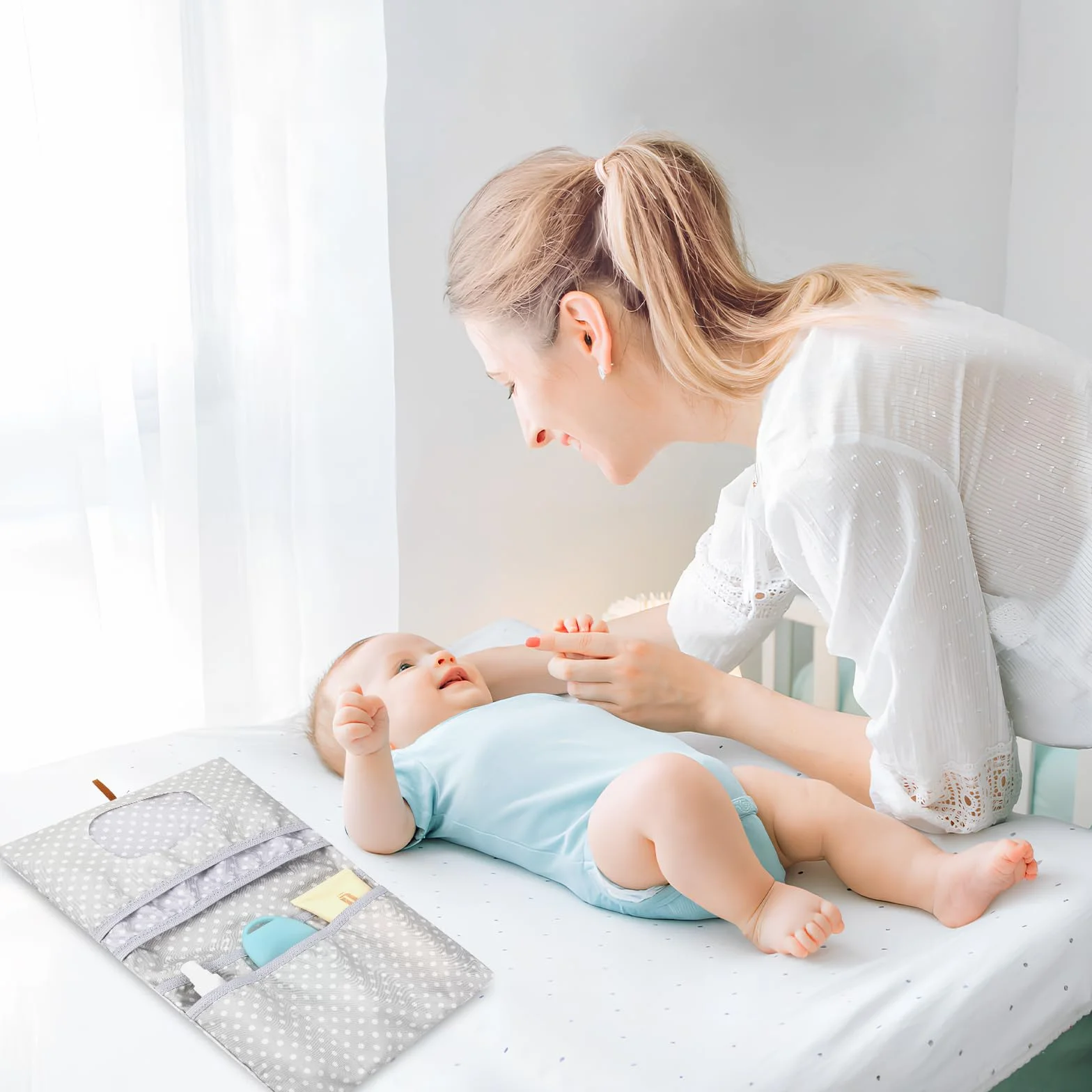 Zocipro Sac à Langer Bébé 2 en 1 Lingettes, Organisateur Pochette de Change Réutilisable