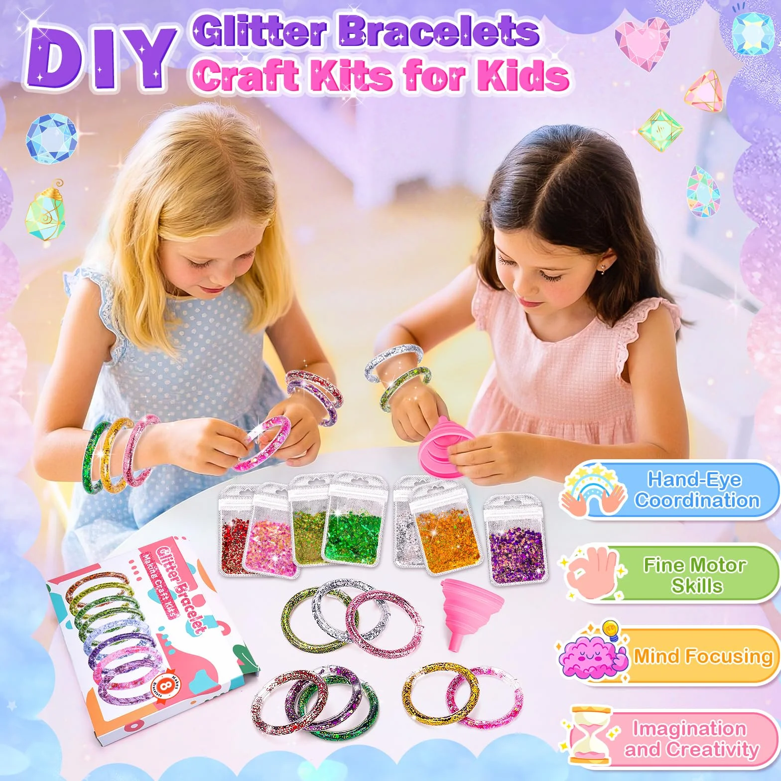 Kit Bracelet Enfant Fille 5-9 ans, Activité Manuelle Bricolage Cadeau Anniversaire
