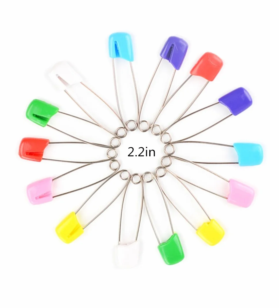 Hicat Lot de 20 épingles de Nourrice en acier inoxydable avec tête en plastique coloré, clip de sécurité pour bébé enfant