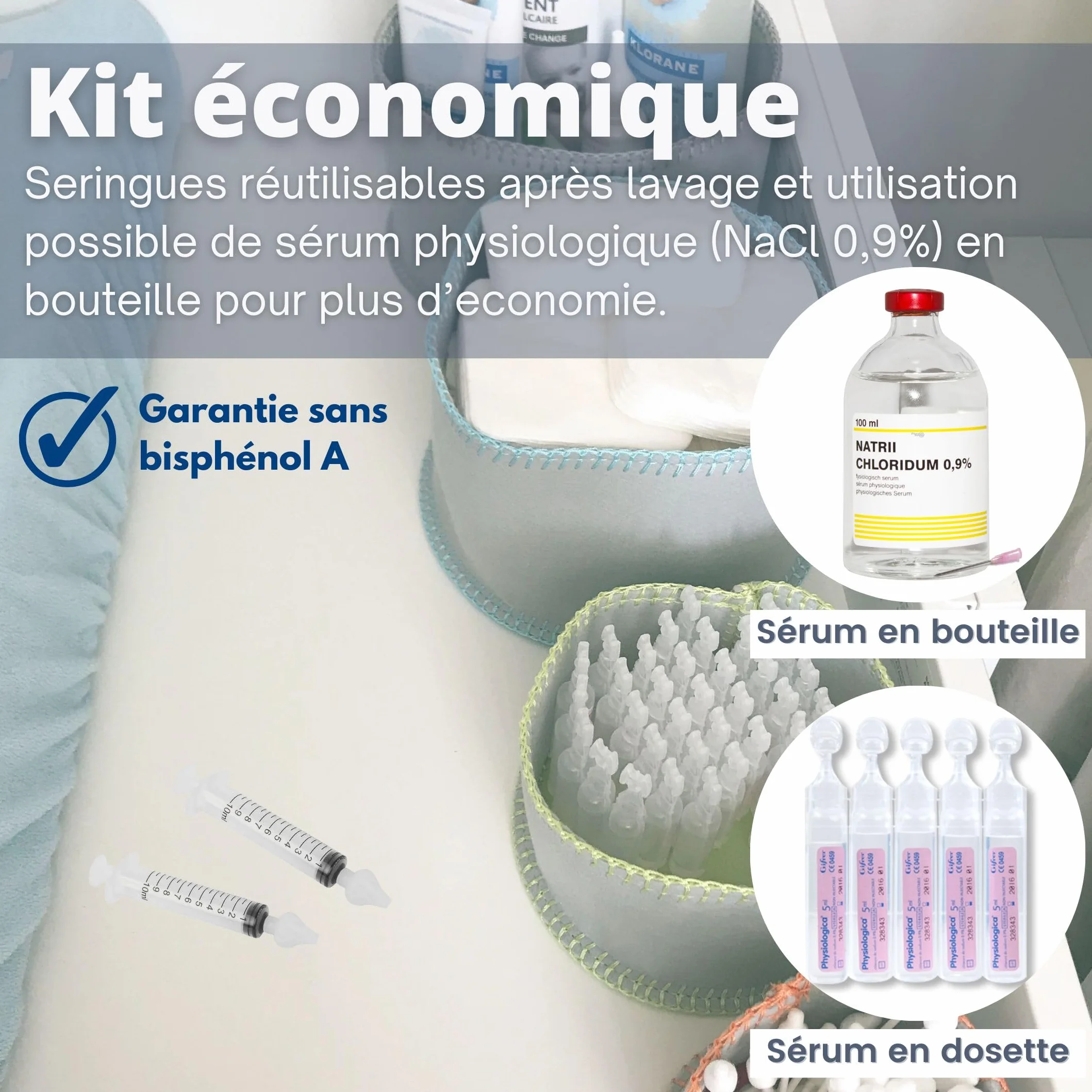 ABBICARE Mouche bébé seringue nasale 10ml Kit 2 seringues avec embouts silicone sans BPA CE