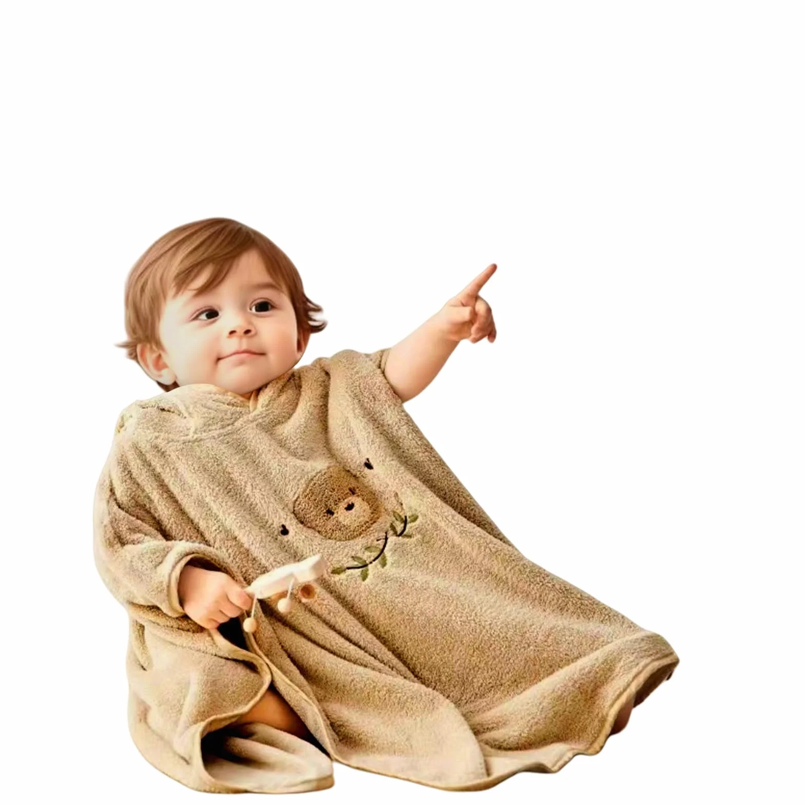 Serviette de Bain avec Capuche Bébé Poncho Super Absorbante 0-3 Ans