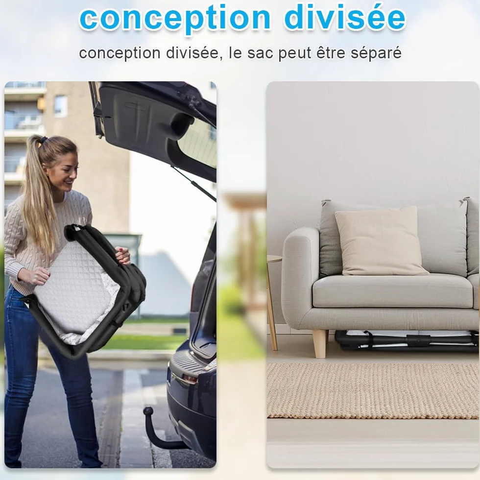 Lit de Voyage Bébé Pliable avec Moustiquaire 90 x 50 x 35 cm Noir