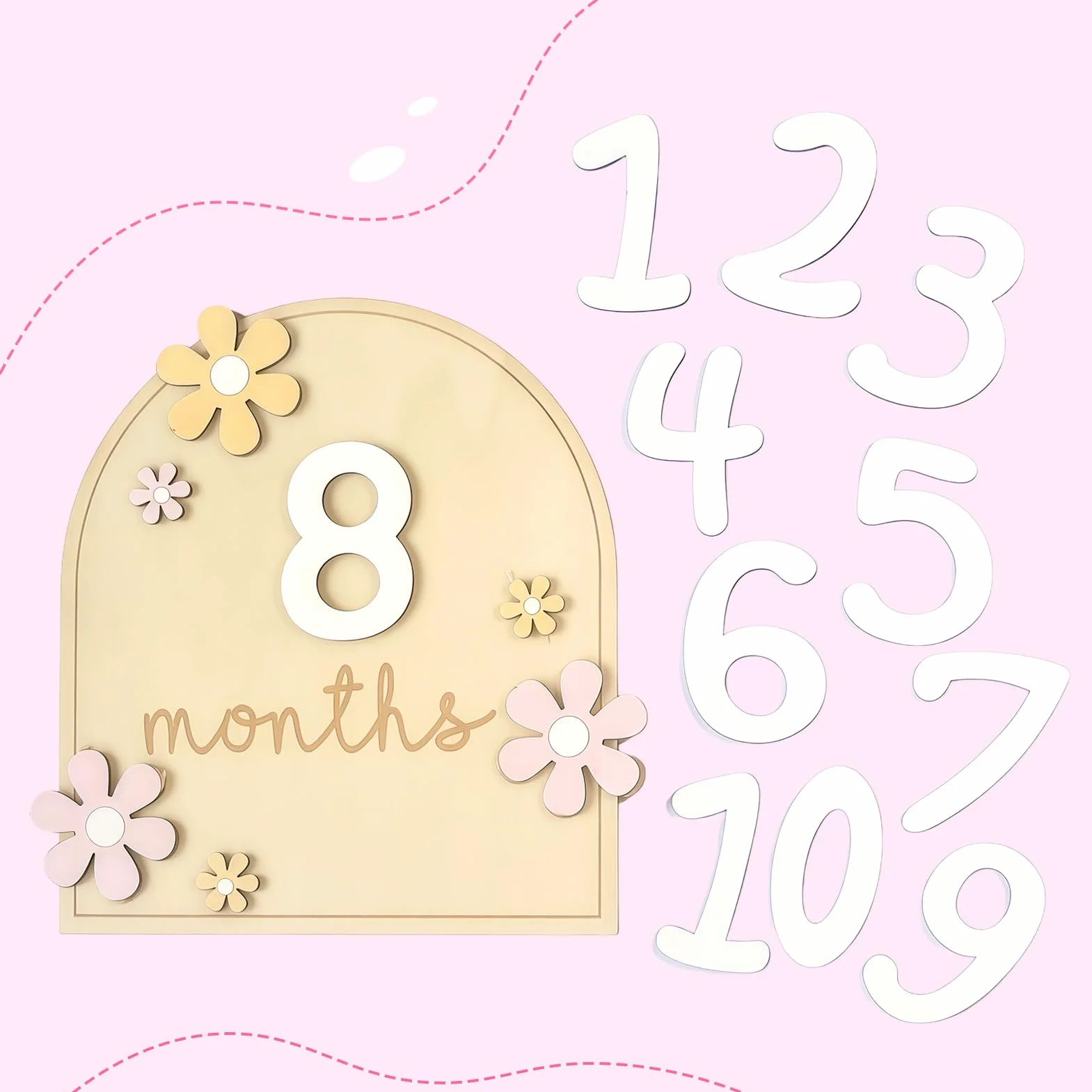 Carte Étape Bébé Bois Mensuelle Accessoire Photo 0-12 Mois Cadeau Naissance Baby Shower Enregistrement Croissance