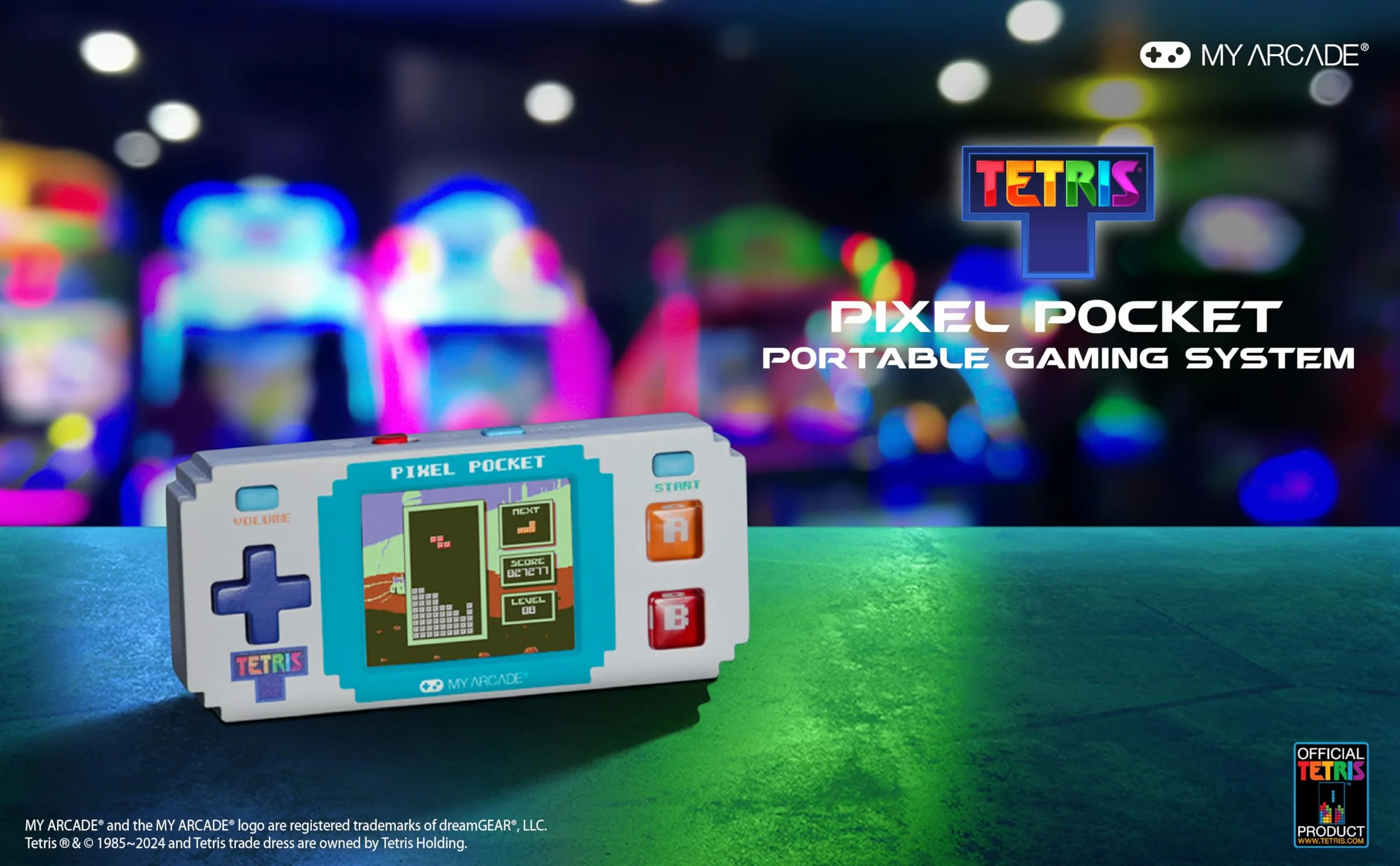 Tetris Pixel Player : jeu vidéo Tiny Tetris officiel, puzzle stratégique avec 10 jeux bonus, porte-clés arcade portable