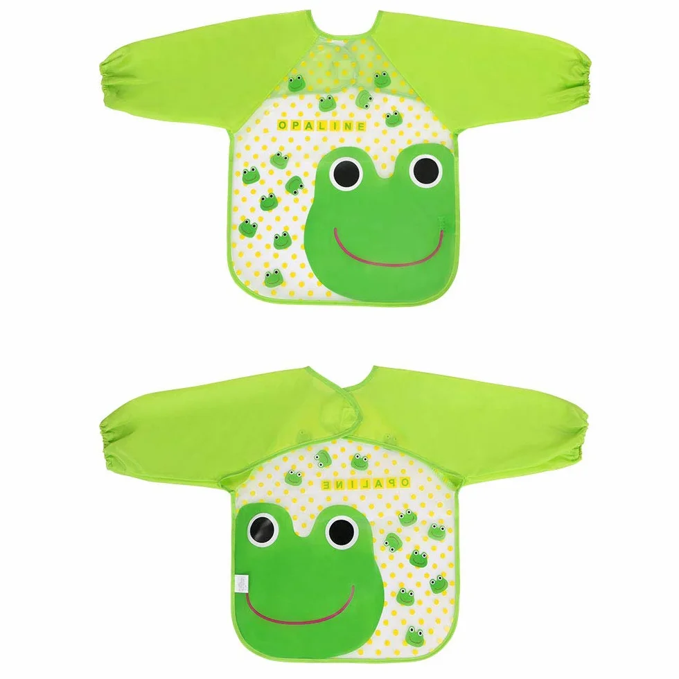 Vicloon Bavoirs à Manches Longues Imperméables 3pcs Enfant Bébé Tablier d'Alimentation Orange-Violet-Jaune
