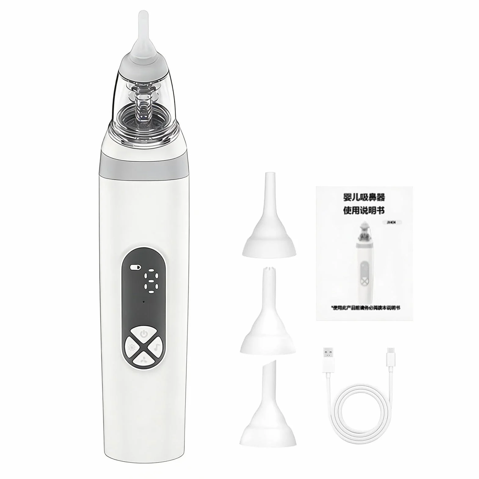 Mouche Bébé Électrique Aspirateur Nasal Rechargeable 3 Niveaux Silicone Buses Silencieux Ergonomique