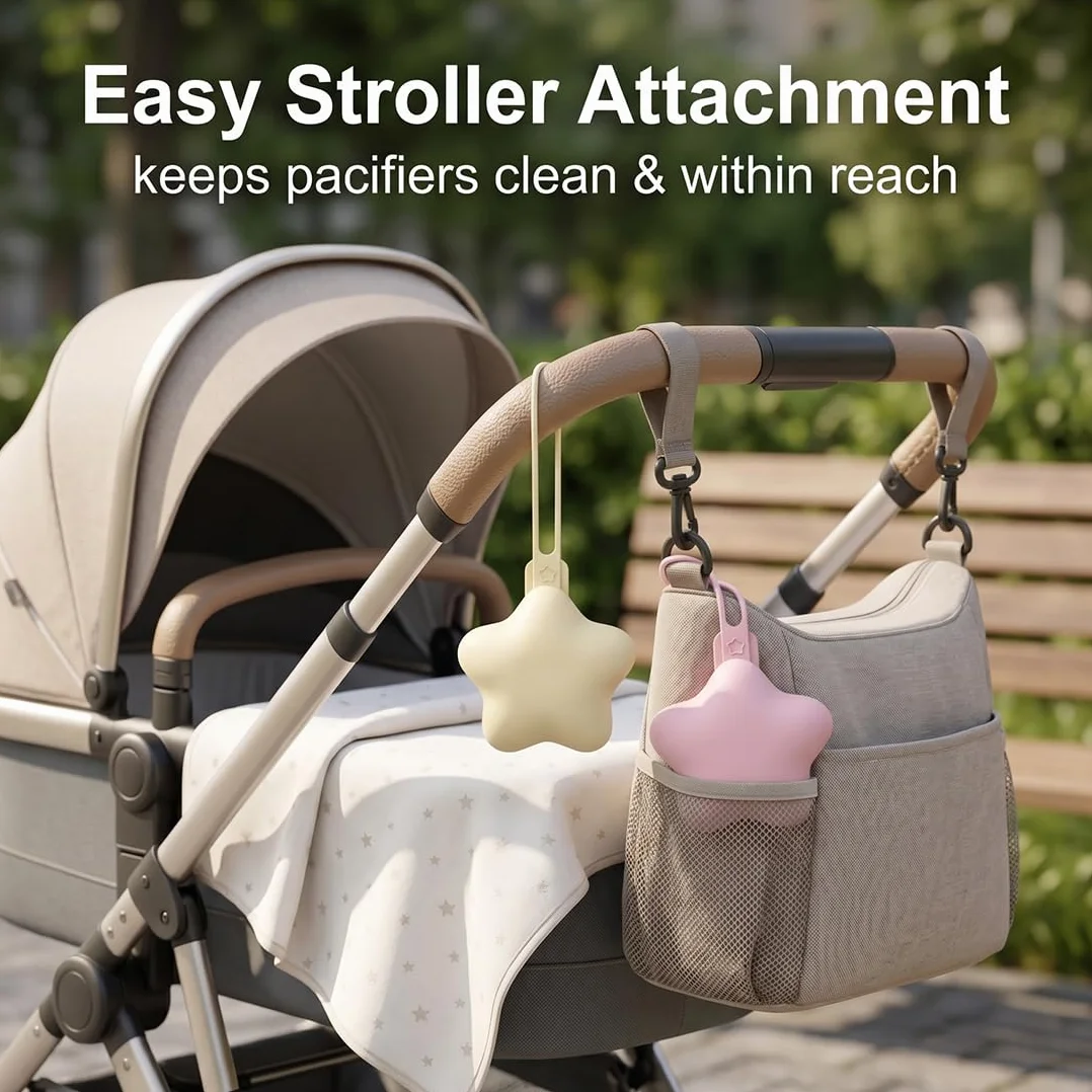Boîte à sucette en silicone 2 Pièces, rangement hygiénique pour bébé, Violet clair