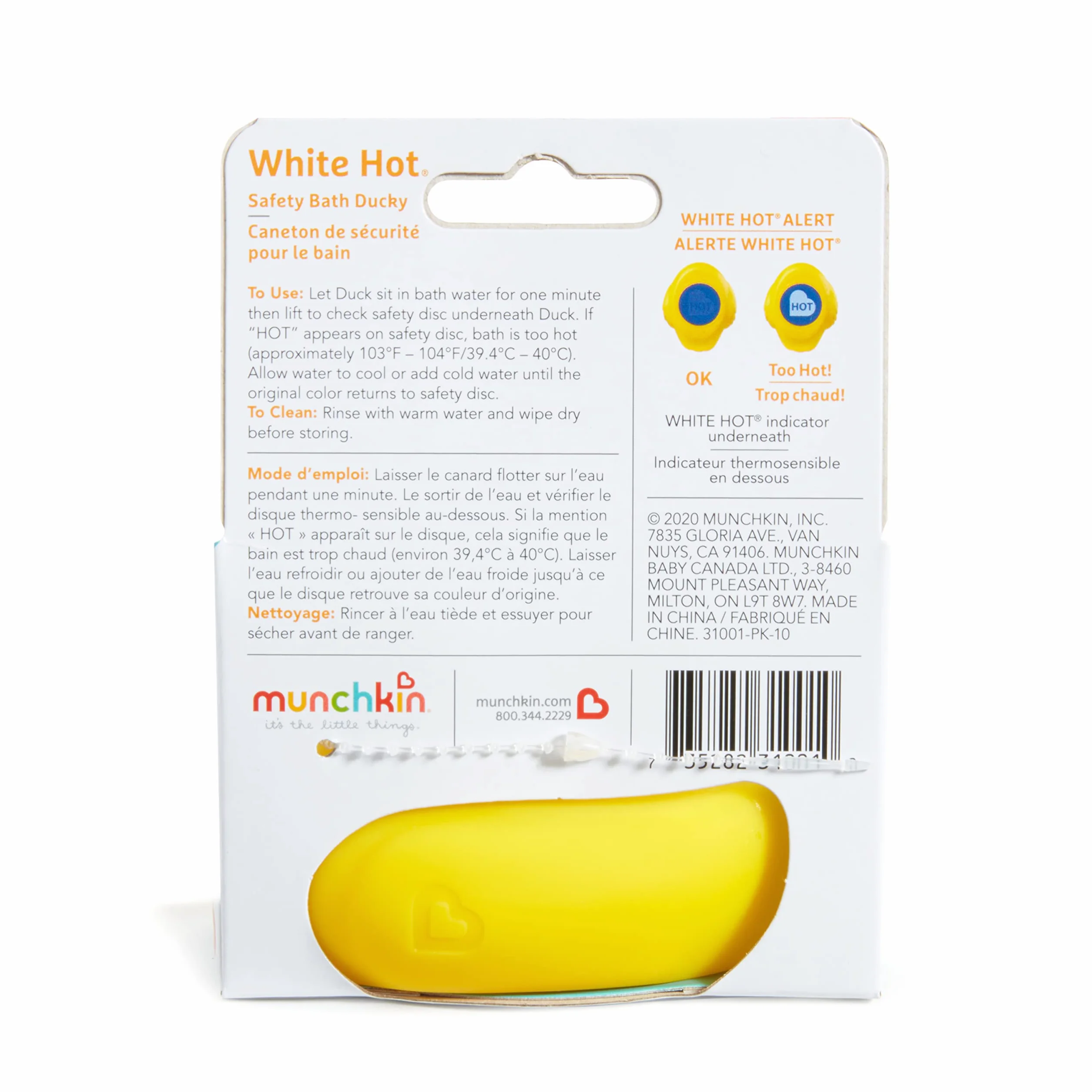 Munchkin White Hot Safety Rubber Bath Duck Toy for Babies Toddlers 1 Pack