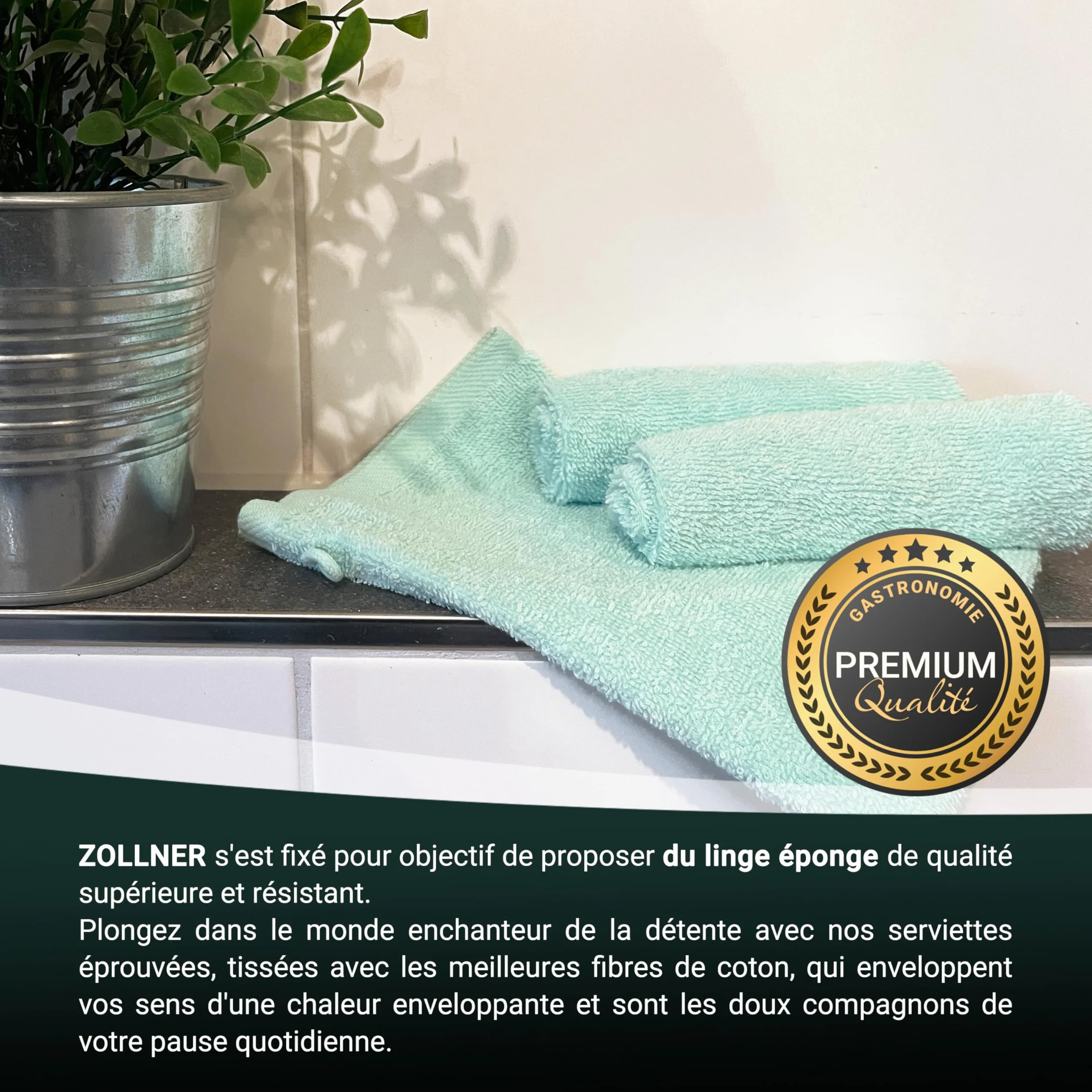 ZOLLNER Lot de 10 Gants de Toilette en Coton Doux et Absorbants 16x21 cm Menthe