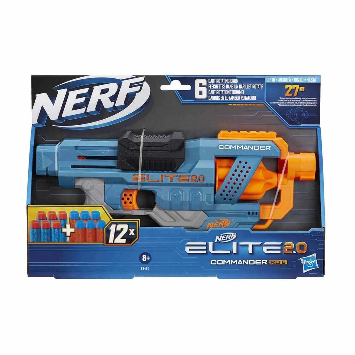 Hasbro Nerf Elite 2.0 Commander RD-6 Blaster à Fléchettes en Mousse avec Barillet Rotatif 12 Fléchettes