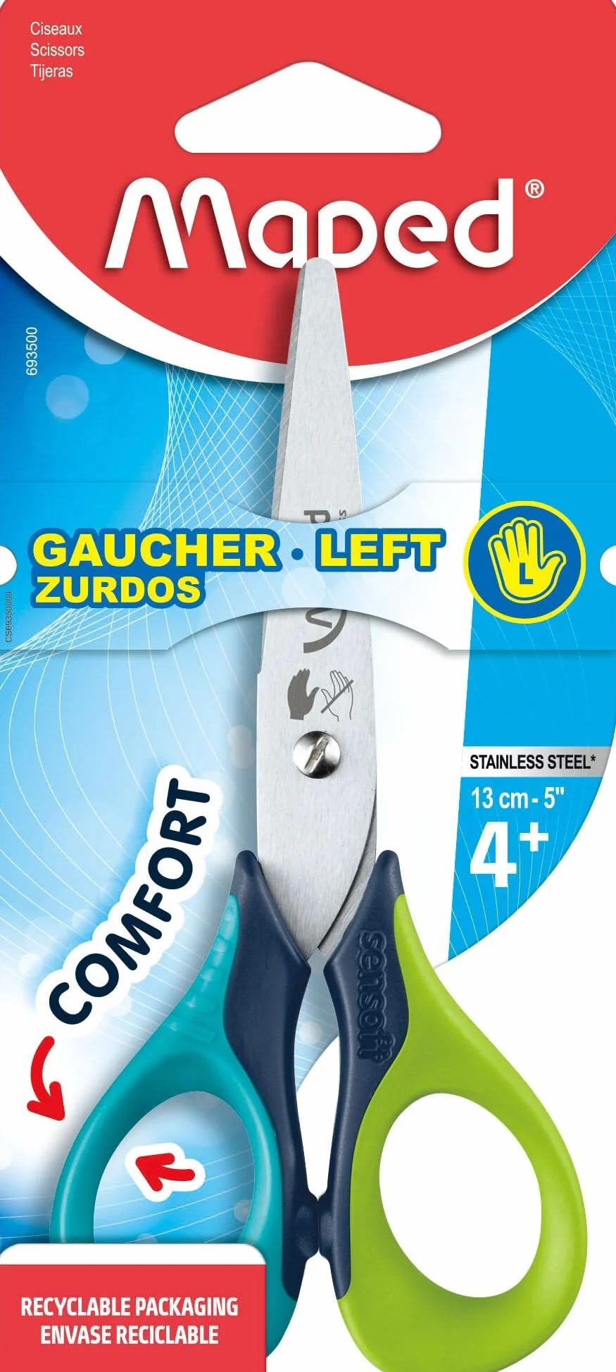 MAPED Ciseaux scolaires Sensoft 3D GAUCHER 130 mm