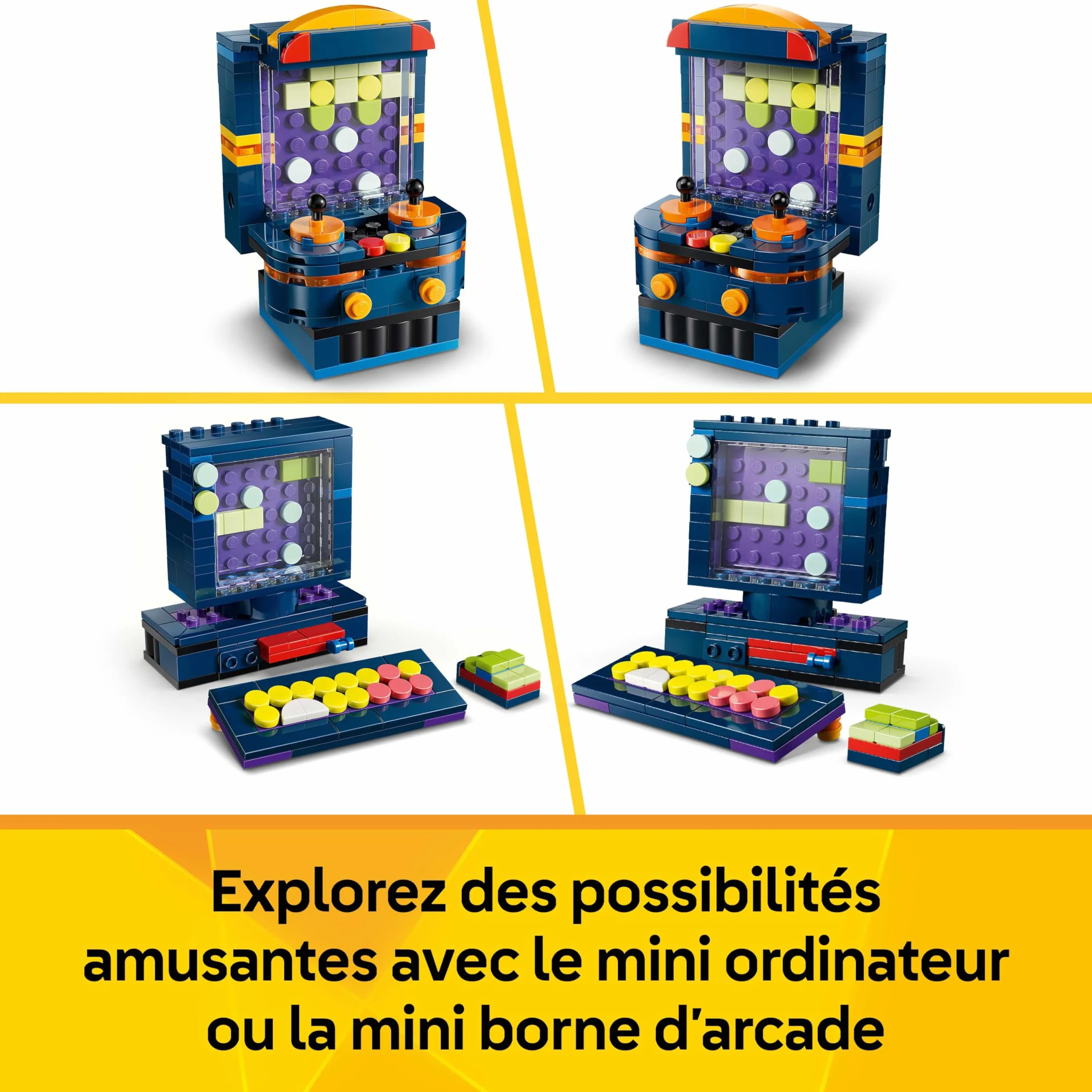 LEGO Creator 3-en-1 La Console de Jeu Rétro 31380 Jouet de Construction Borne d’Arcade Ordinateur Clavier Souris Cadeau Gaming 8 Ans