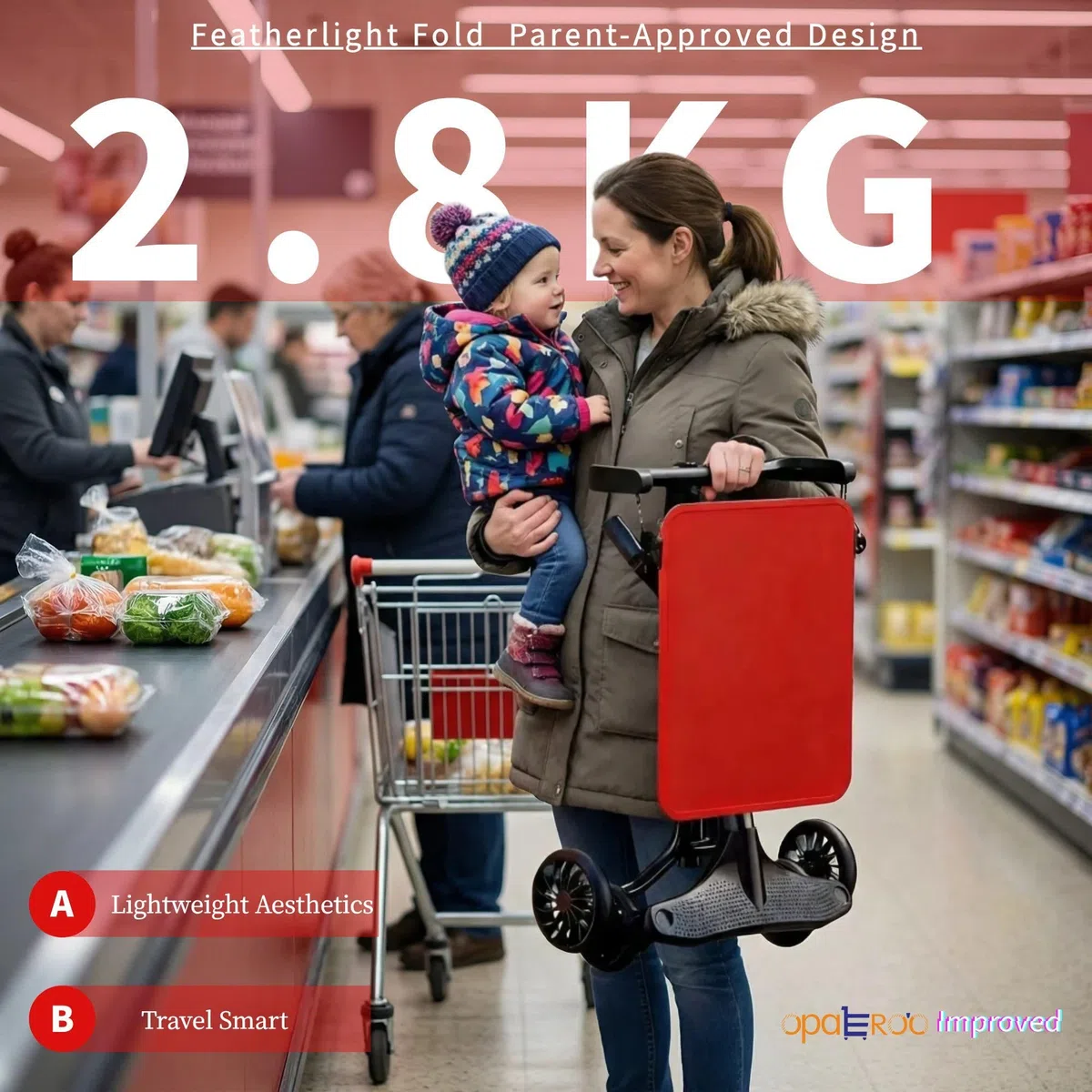Poussette De Voyage Ultra-légère, 2,8kg Pliage Et Dépliage D'une Main Compact Pour Avion, Avec Coussin Dorsal Pour Enfants 0-4 Ans, 4 Couleurs red