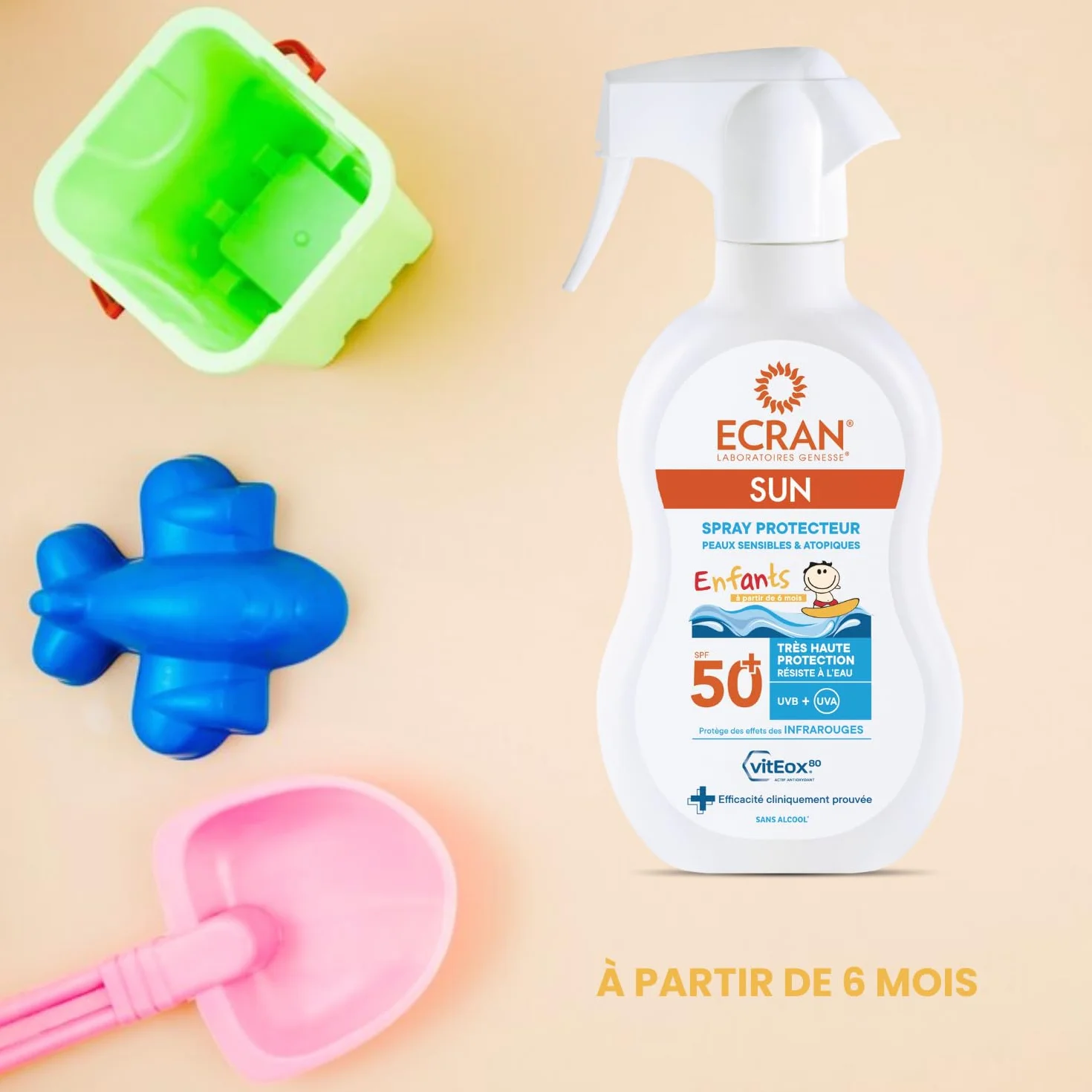 ECRAN® Protection Solaire SPF 50+ Enfant Haute Protection UVA UVB Lumière Bleue Résistant à l'eau