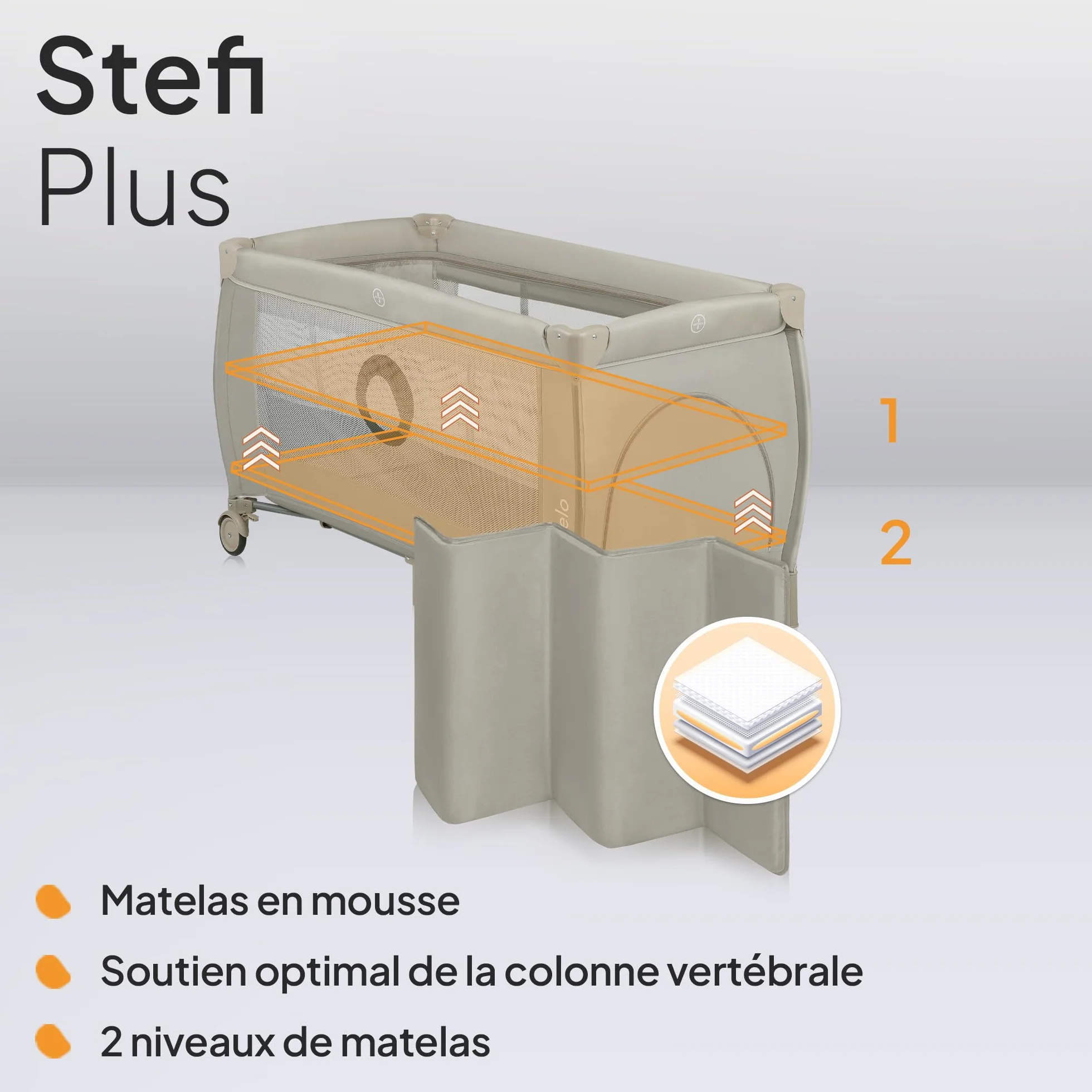 LIONELO Stefi lit bebe bebe LockGuard 15 kg entrée latérale pliage rapide sac de transport Beige