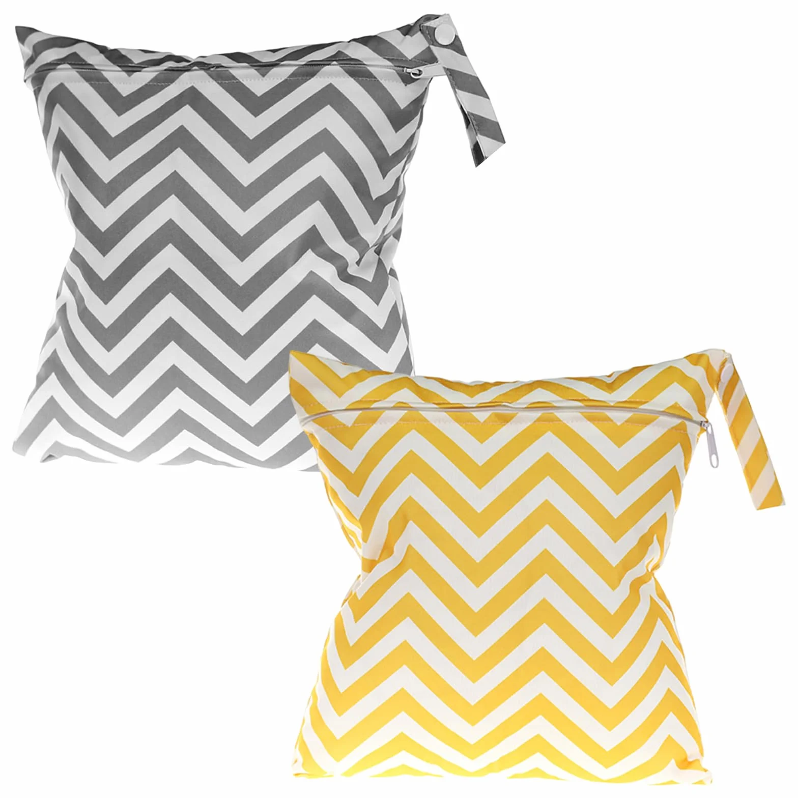 Sac à Couches Imperméable 28×30 cm, 2 Pièces, Gris+Jaune