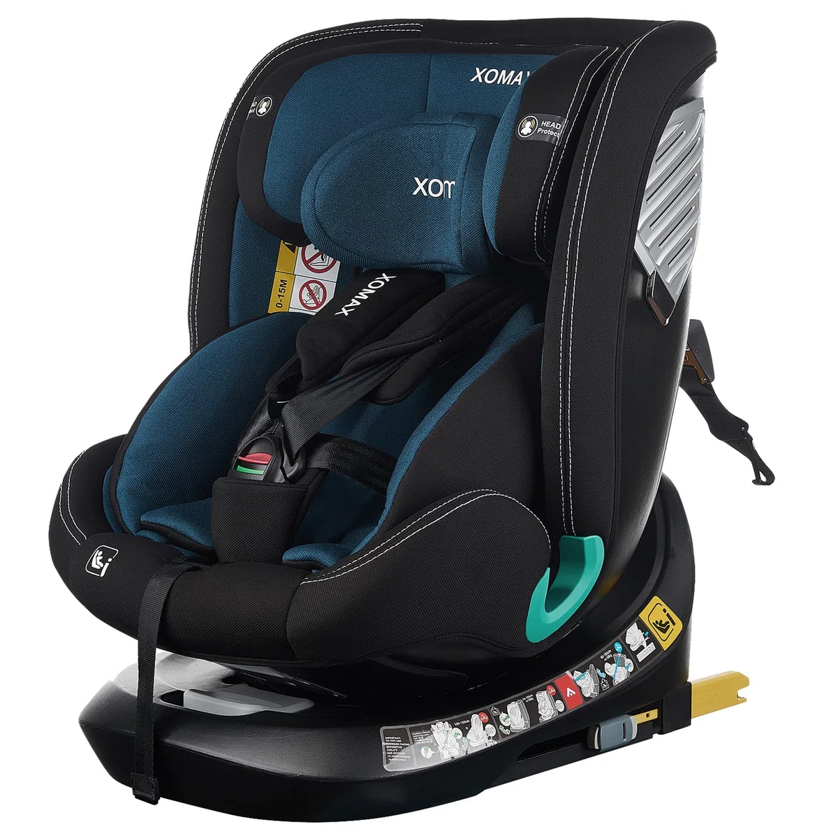 XOMAX G409 Siège enfant rotatif à 360°, support, ISOFIX, évolutif, 0-36 kg, 0-12 ans, groupe 0+/1/2/3, harnais 5 points, harnais 3 points, housse lavable, ECE R129 (bleu-noir)
