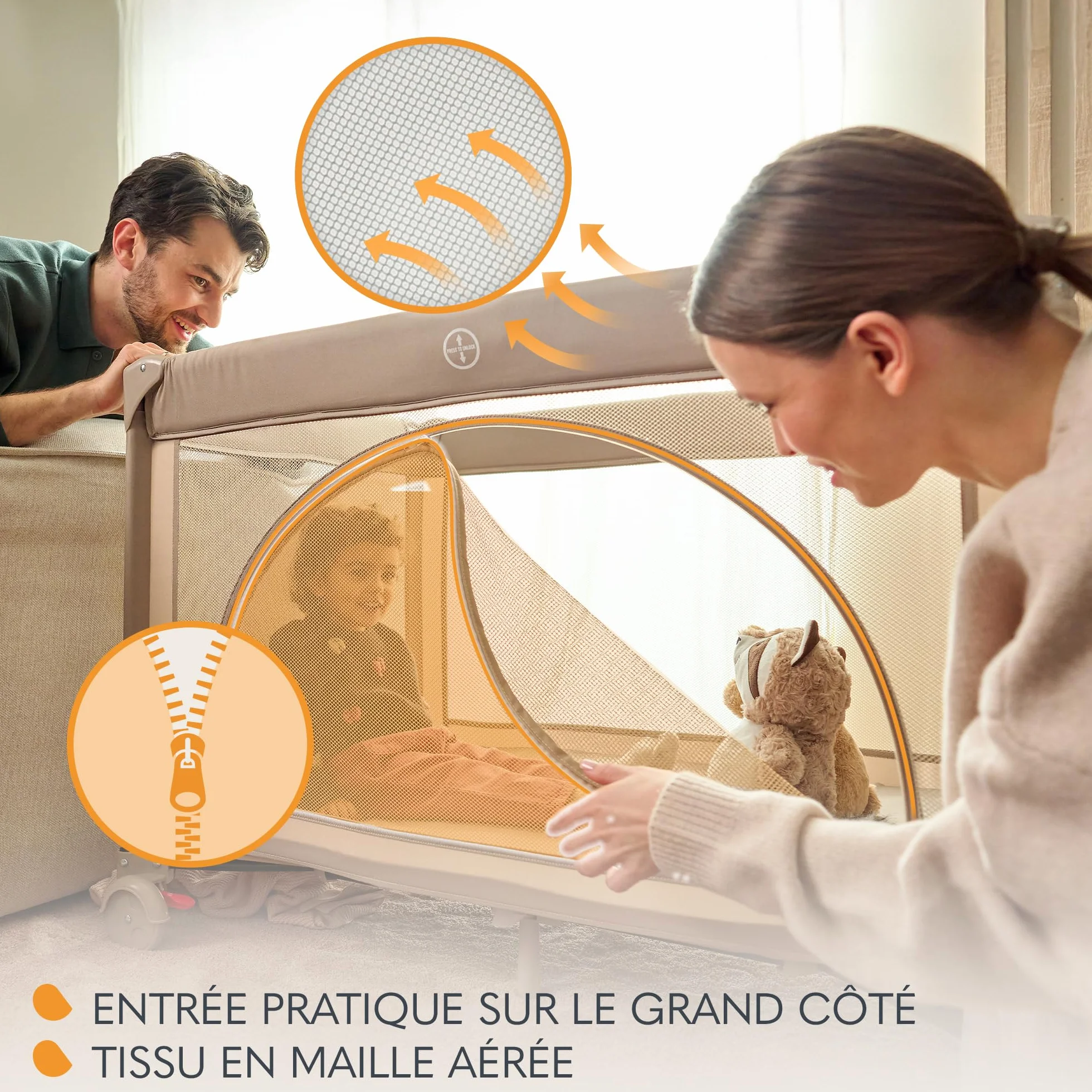 LIONELO LAURA 2en1 Lit de Voyage 15 kg Parc bébé 0-36 mois Matelas Mousse T25 2 Niveaux Hauteur Sac de Voyage Roues Frein Beige
