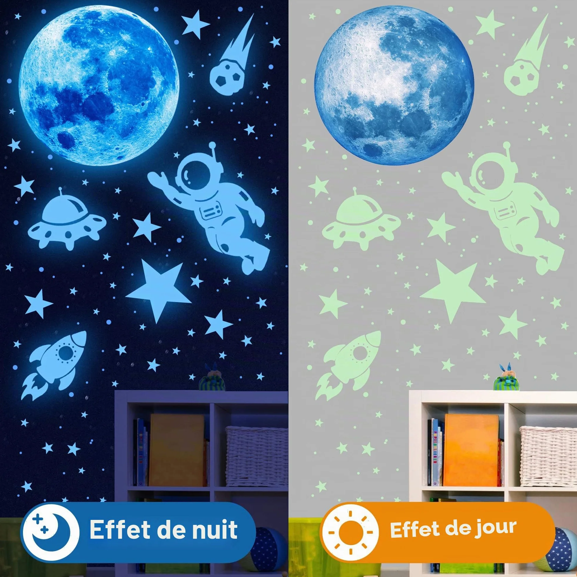 Autocollants Planètes Phosphorescentes 531 Pièces Stickers Muraux Décoration Chambre Enfants