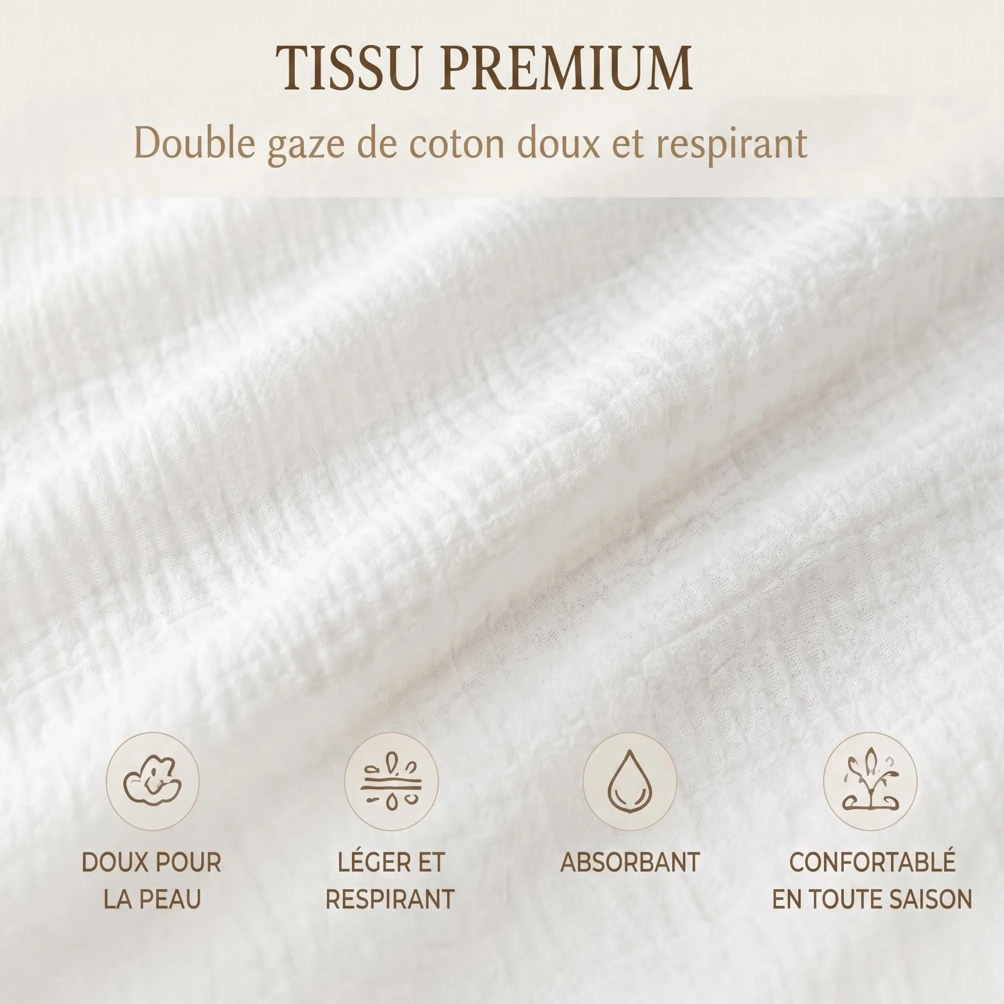 Écharpe de Baptême Personnalisée Bébé avec Broderie Prénom et Date – Double Gaze de Coton – Cadeau Baptême Garçon Fille