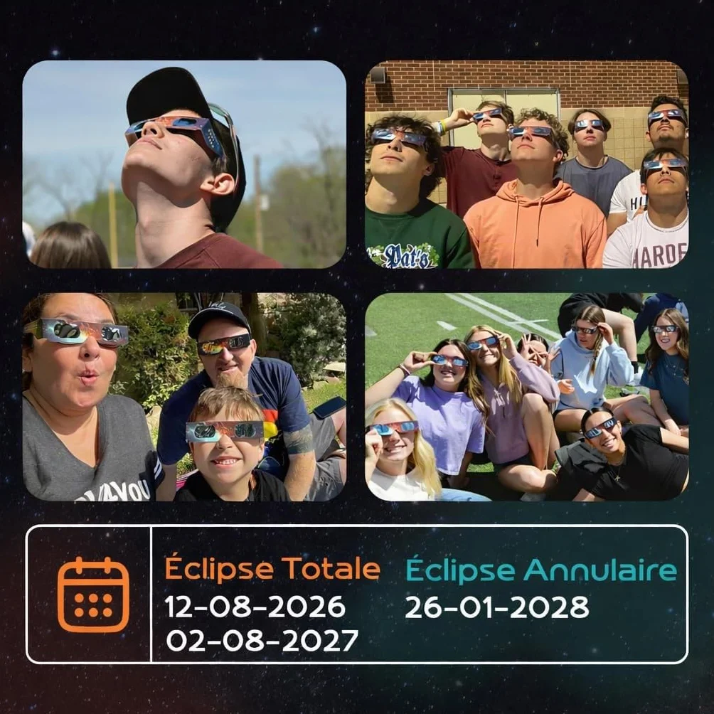 Helioclipse Lot de 6 lunettes pour éclipse solaire avec filtre pour téléphone