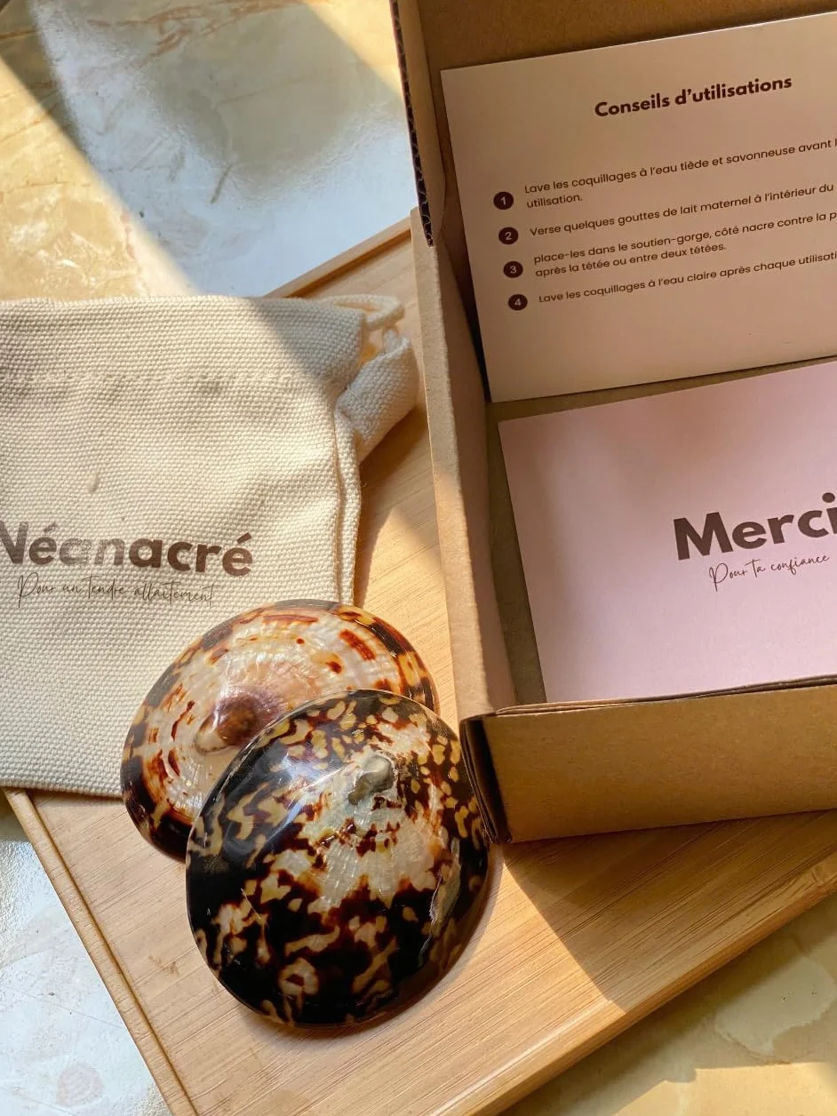 Coquillages d'Allaitement en Nacre Naturelle Néanacré – Protège Mamelons – Soulage Crevasses – Réutilisables Tailles S/M/L