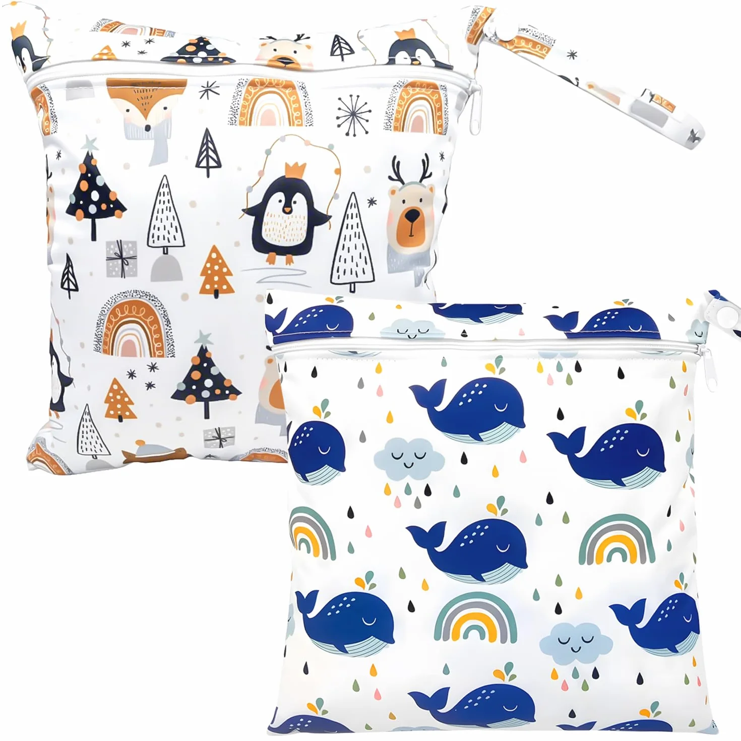 Sac Humide imperméable avec Fermeture éclair réutilisable pour bébé vêtements gym nage Pingouin Baleine