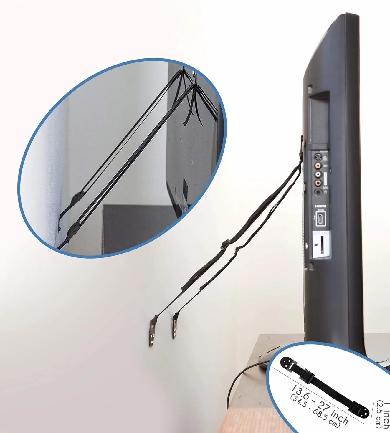 Boxiki Kids Anti Basculement Meuble Sangle Fixation Mur Kit 8 Sangles Sécurité Bébé Enfant Ancrage Anti-Renversement Réglable Noir
