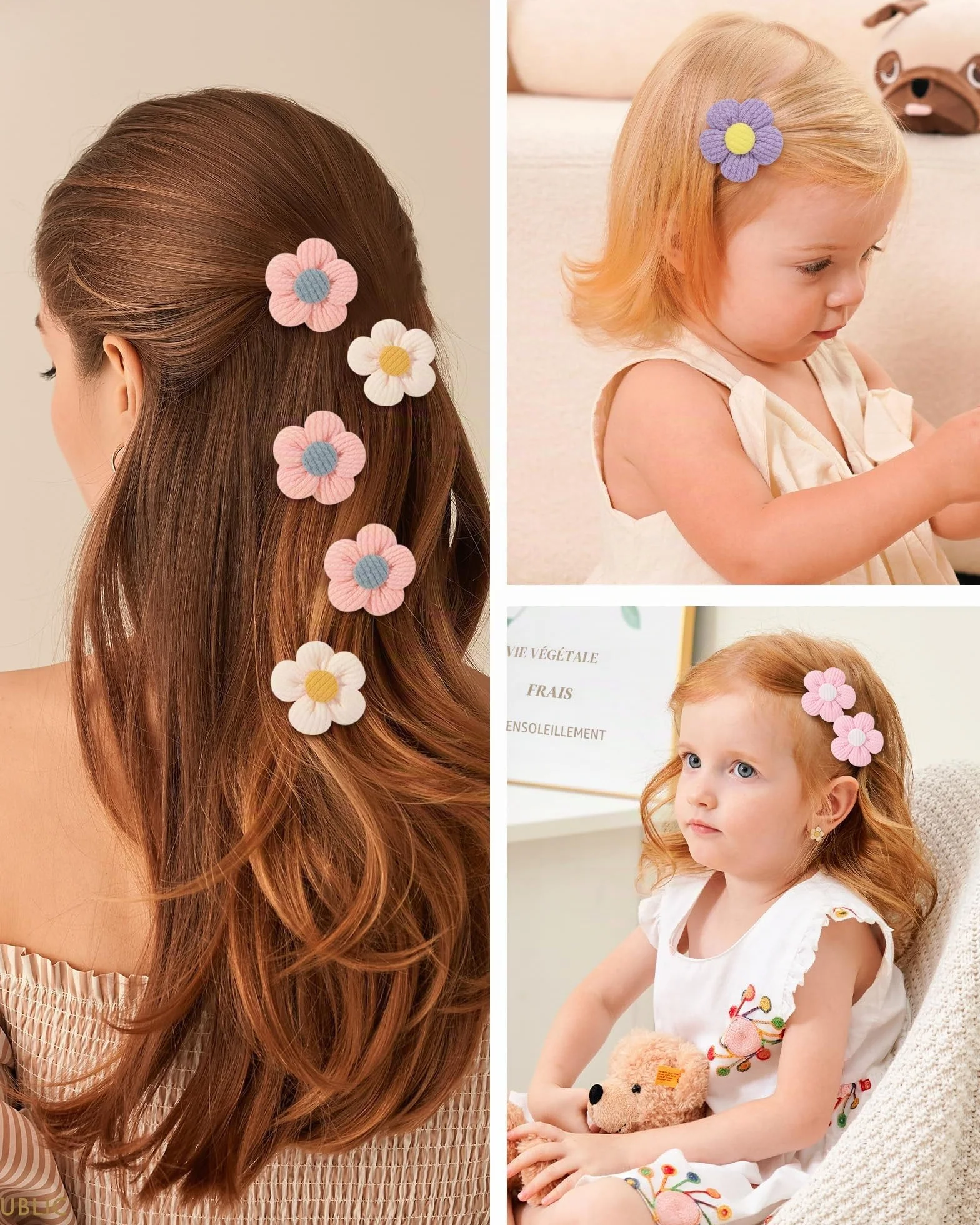 Pinces à cheveux bébé lot 12 - 4,5 cm antidérapantes épaisses accessoires floraux nourrissons tout-petits