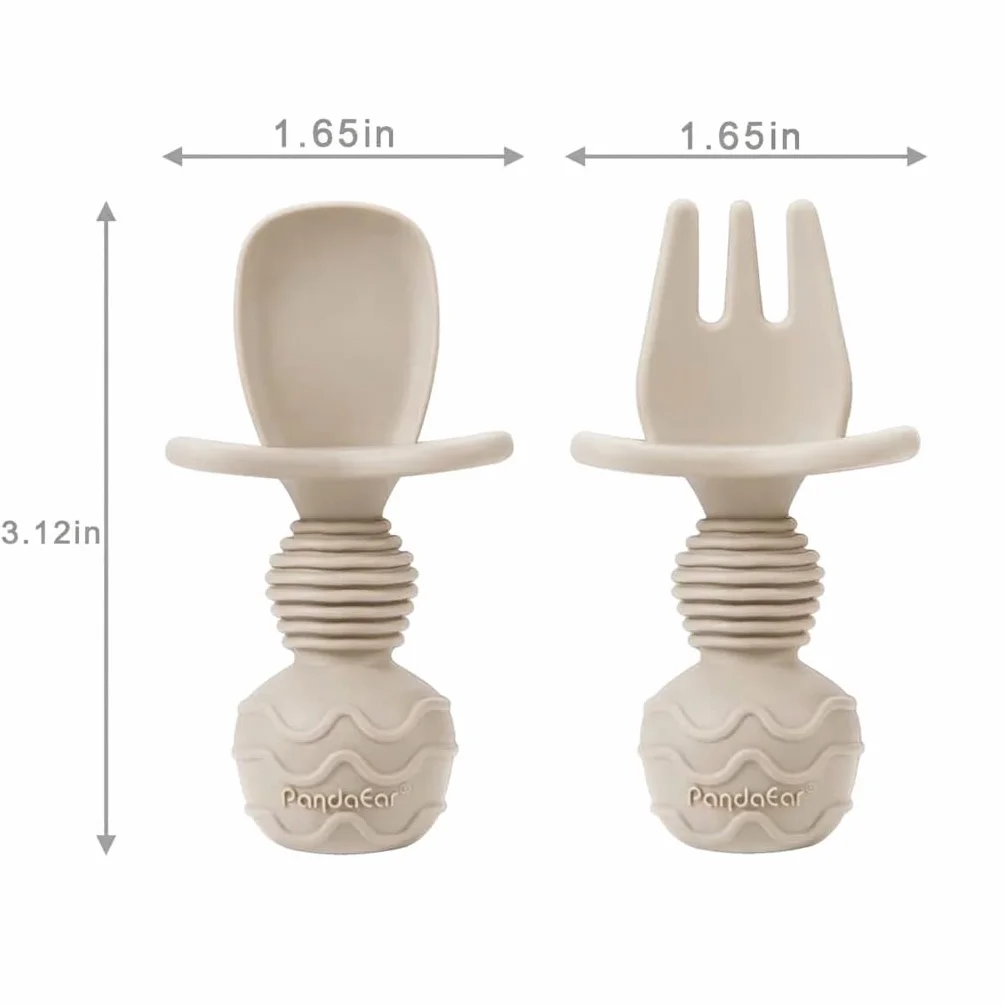 PandaEar Lot de 6 Cuillères et fourchettes en silicone pour bébé 3 mois