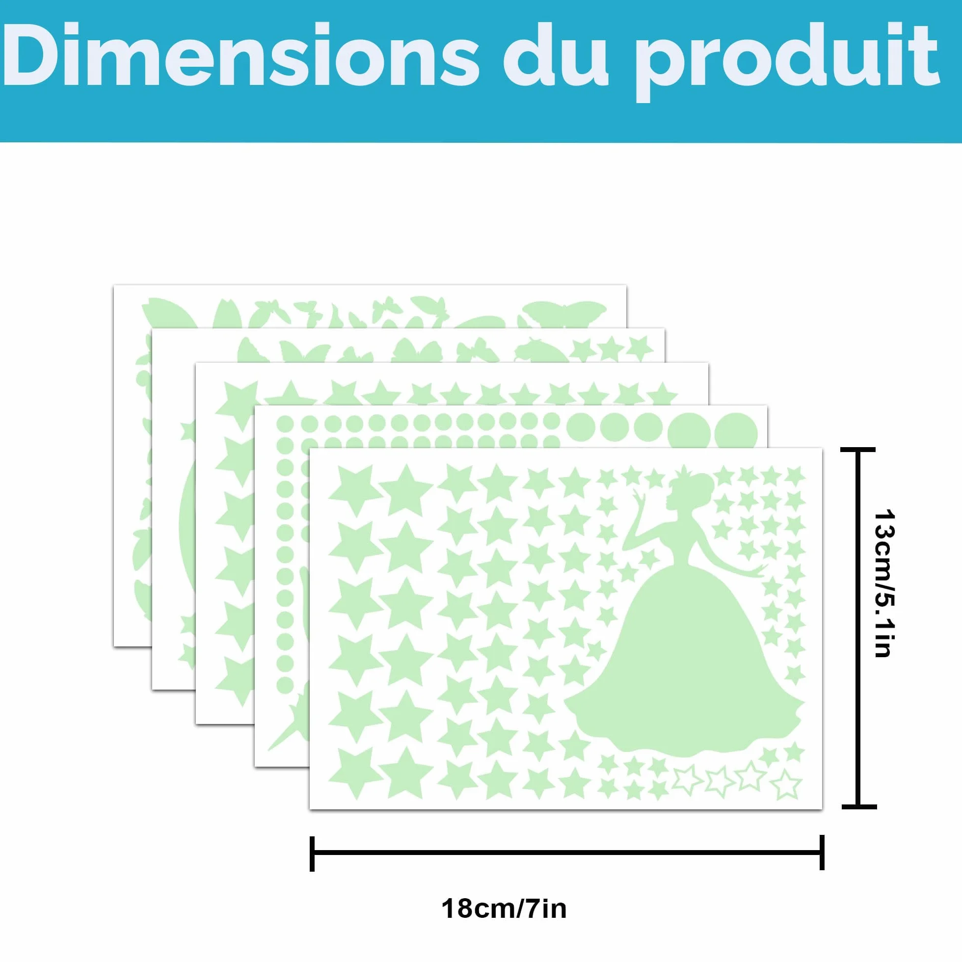 Autocollants Muraux Phosphorescents Fée Étoiles 470 Pièces Décoration Chambre Enfant