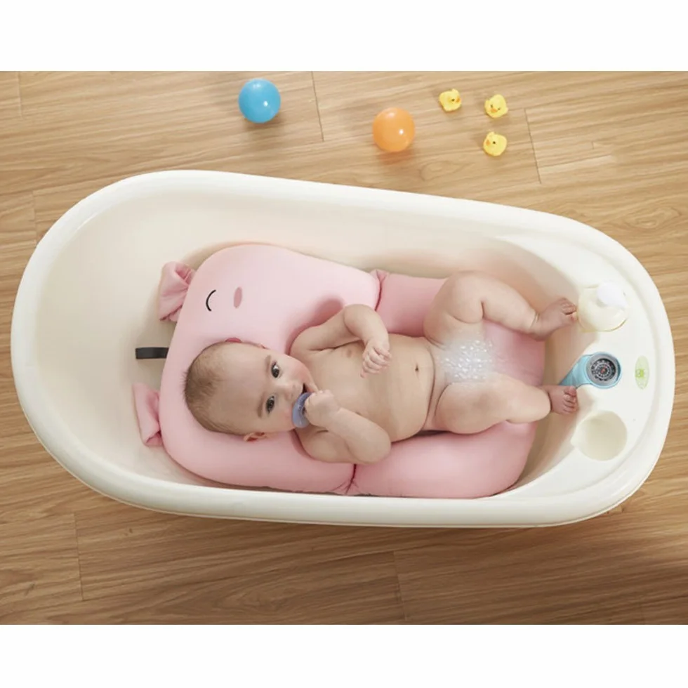 Tapis de bain bébé nouveau-né pliable coussin siège de baignoire rose
