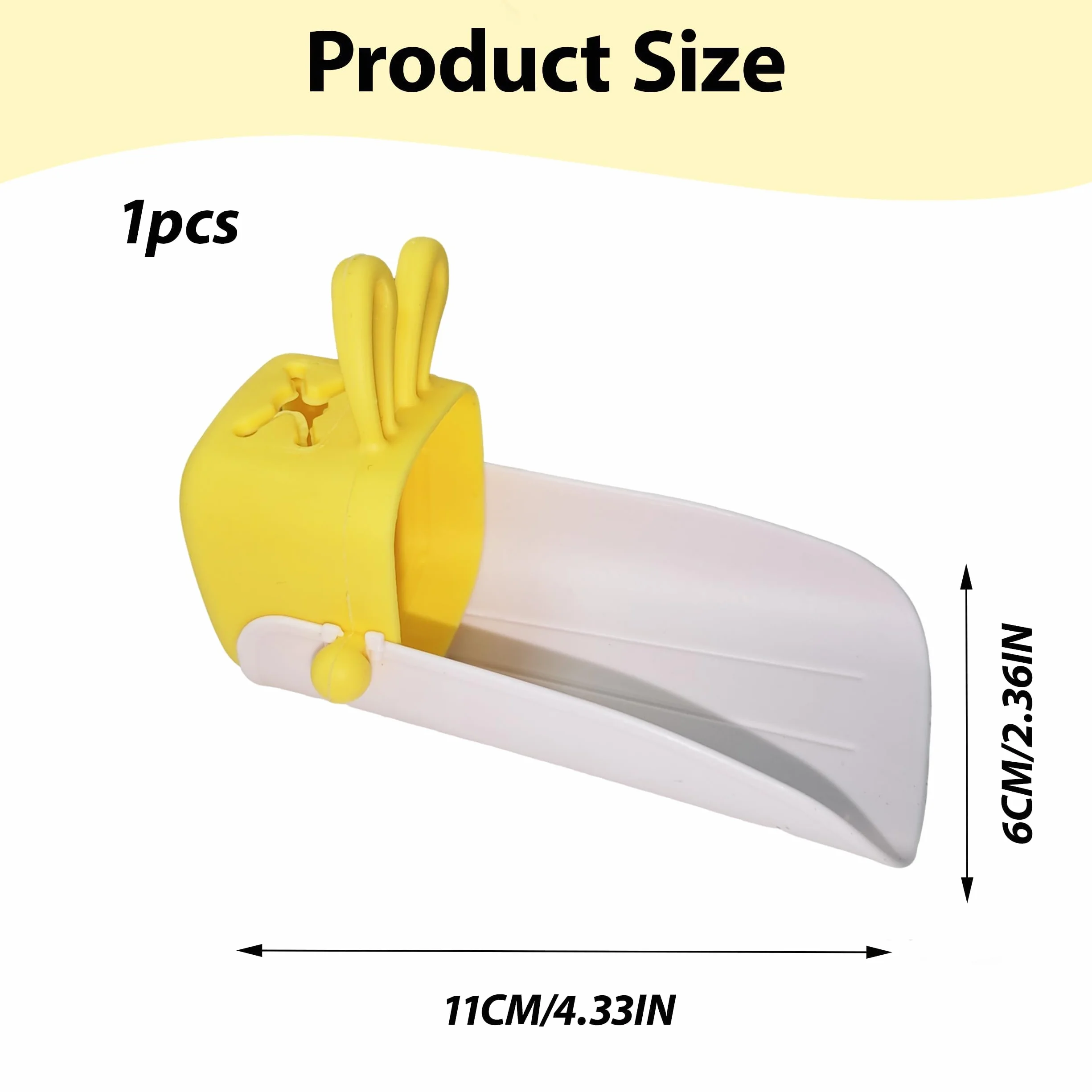 Prolongateur de Robinet Enfant Jaune, Rallonge de Robinet avec Oreilles de Lapin en Plastique pour Lavabo