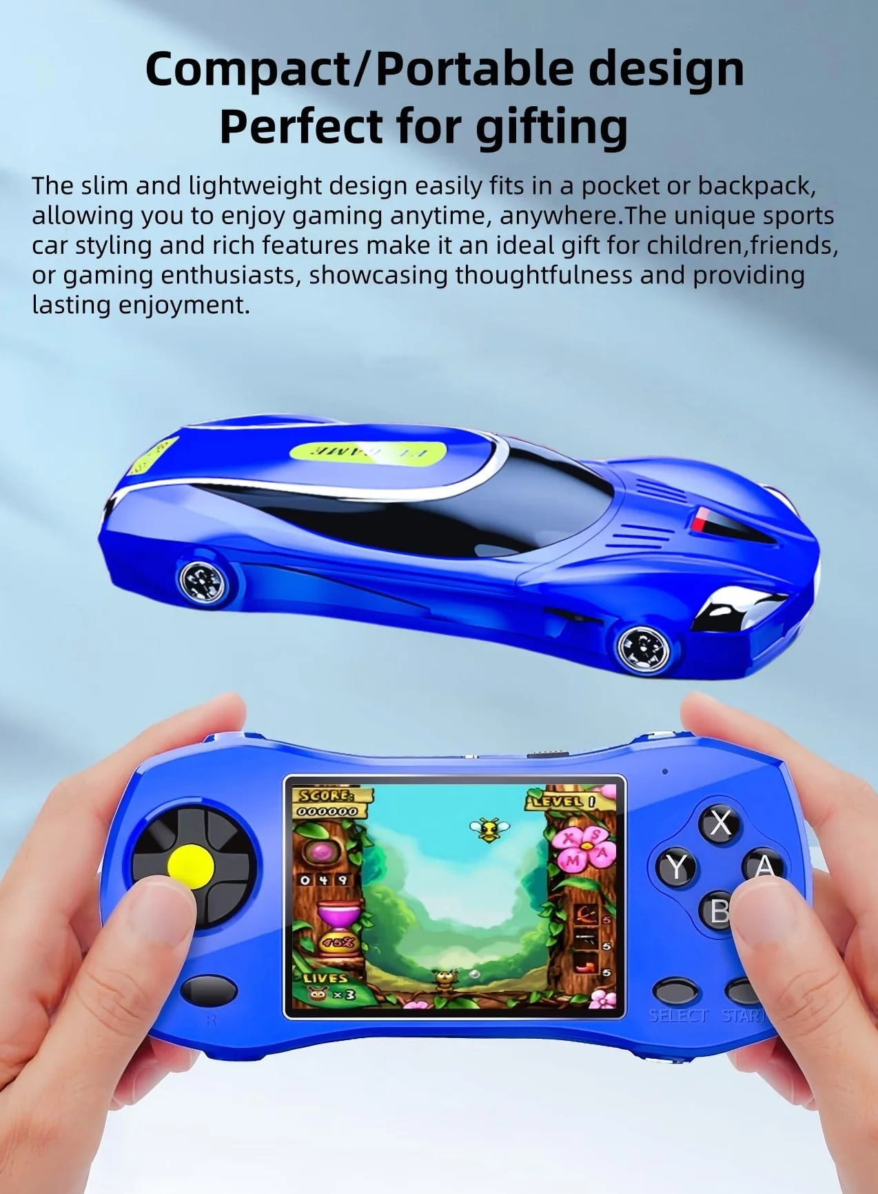 JXD 3.0" Console de Jeu Vidéo Portable 64 Bits 250 Jeux Préinstallés Connectable à la Télévision