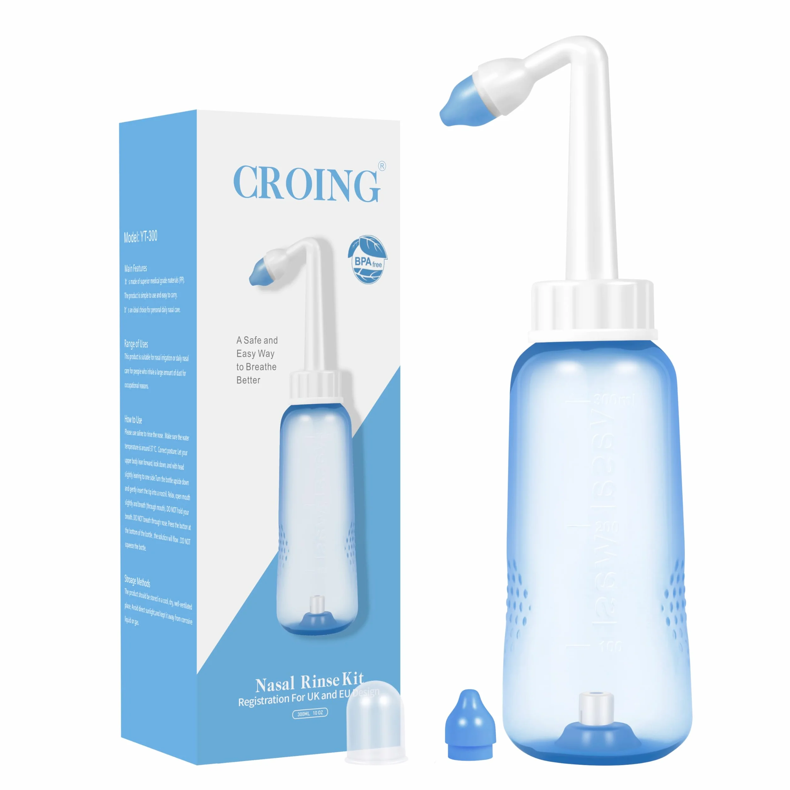 CROING Douche Nasale 300ml Irrigation Sinus Rinse