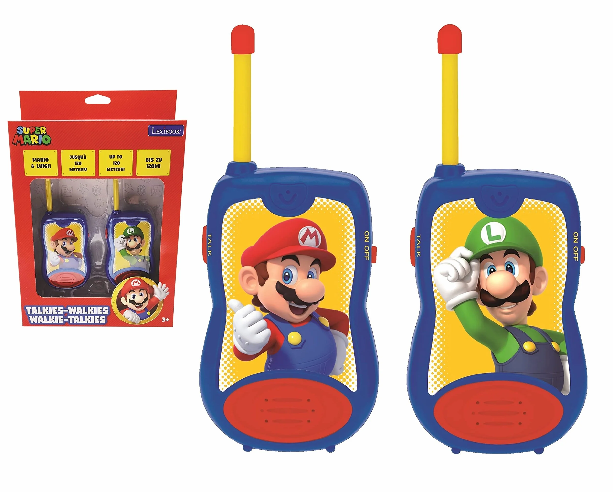 Lexibook Super Mario Talkies-Walkies 200m Jeu Communication Enfant 2 canaux Bleu Rouge TW12NI
